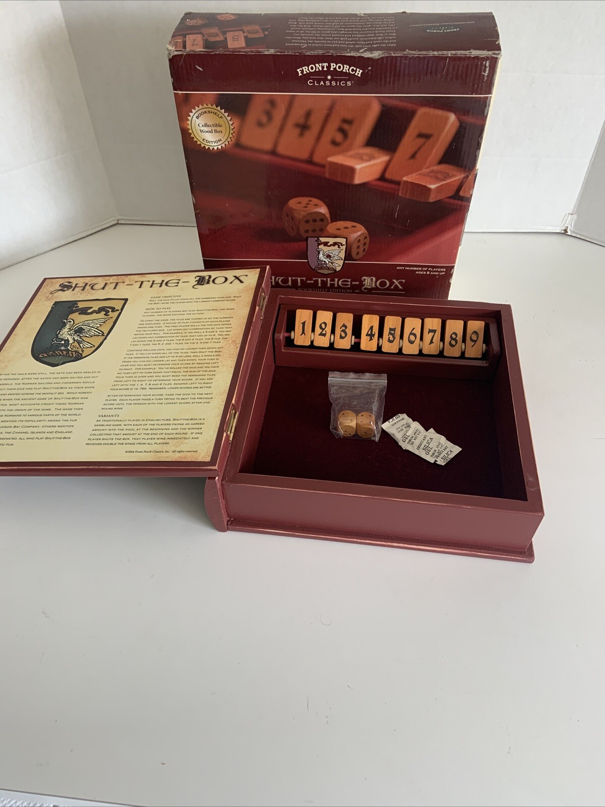 Shut The Box Wooden Bookshelf Edition Strategy Game Front Porch Classics