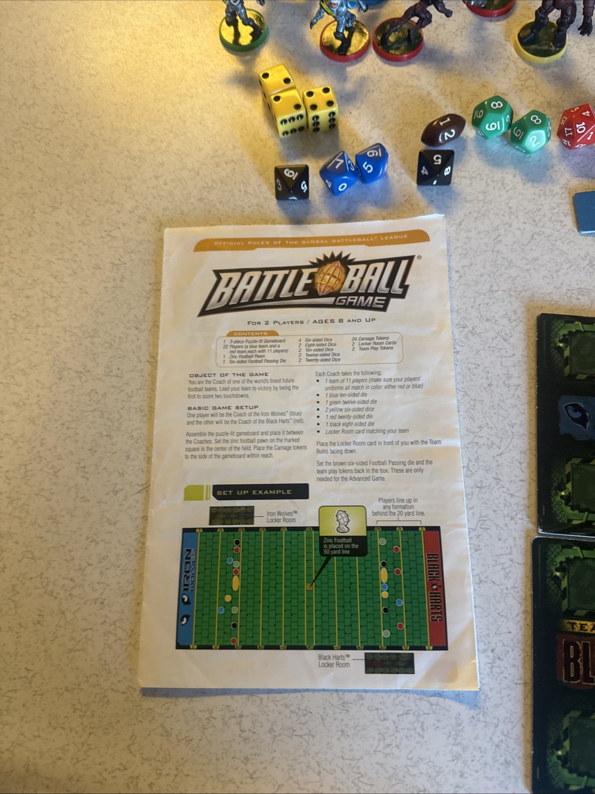 Milton 2003 BATTLE BALL Football Game Replacement Parts 20 Players Dice Cards ++