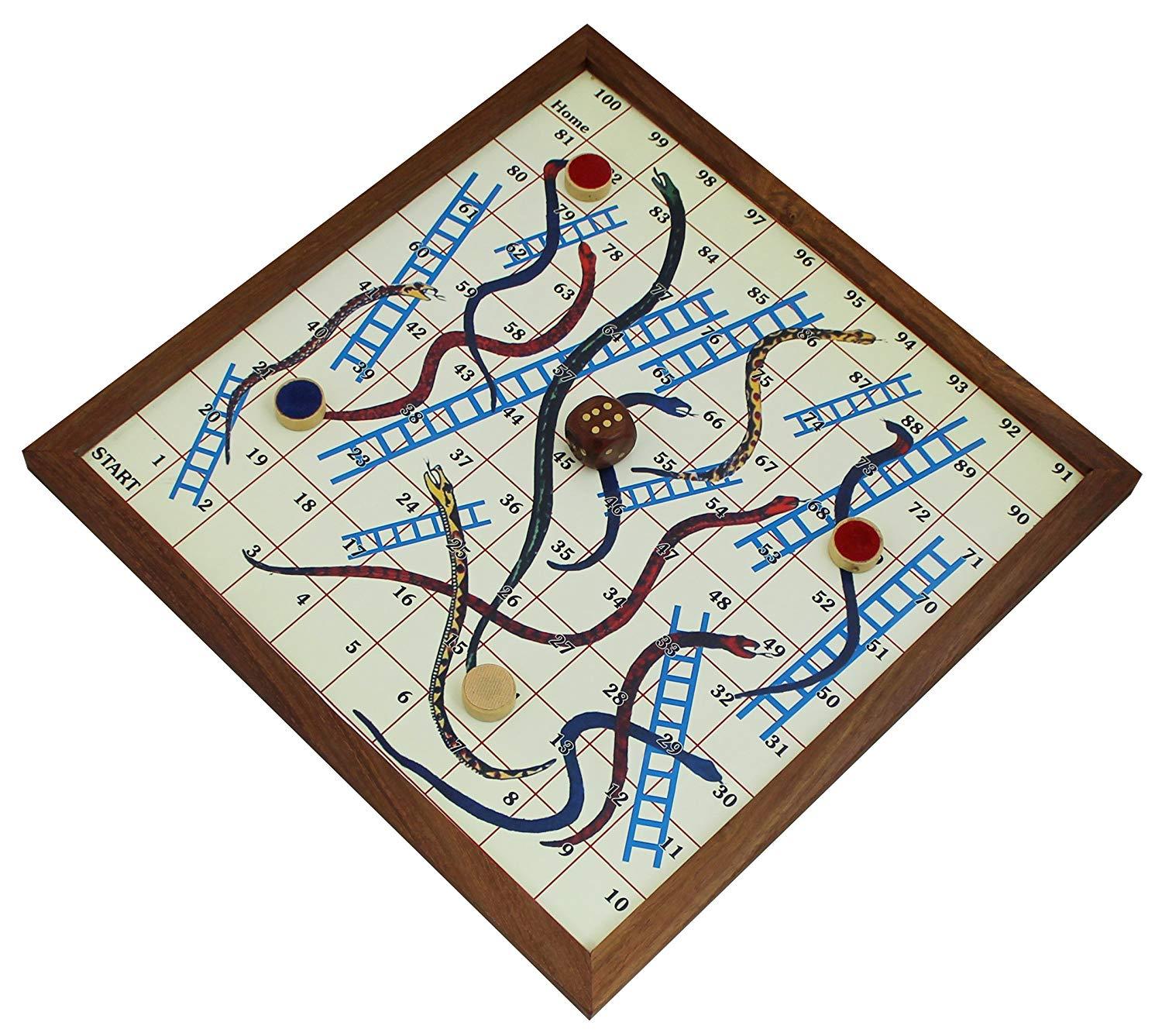 Ludo Snakes and Ladders Travel Family Board Game 2-in-1 Handmade Classic Wooden
