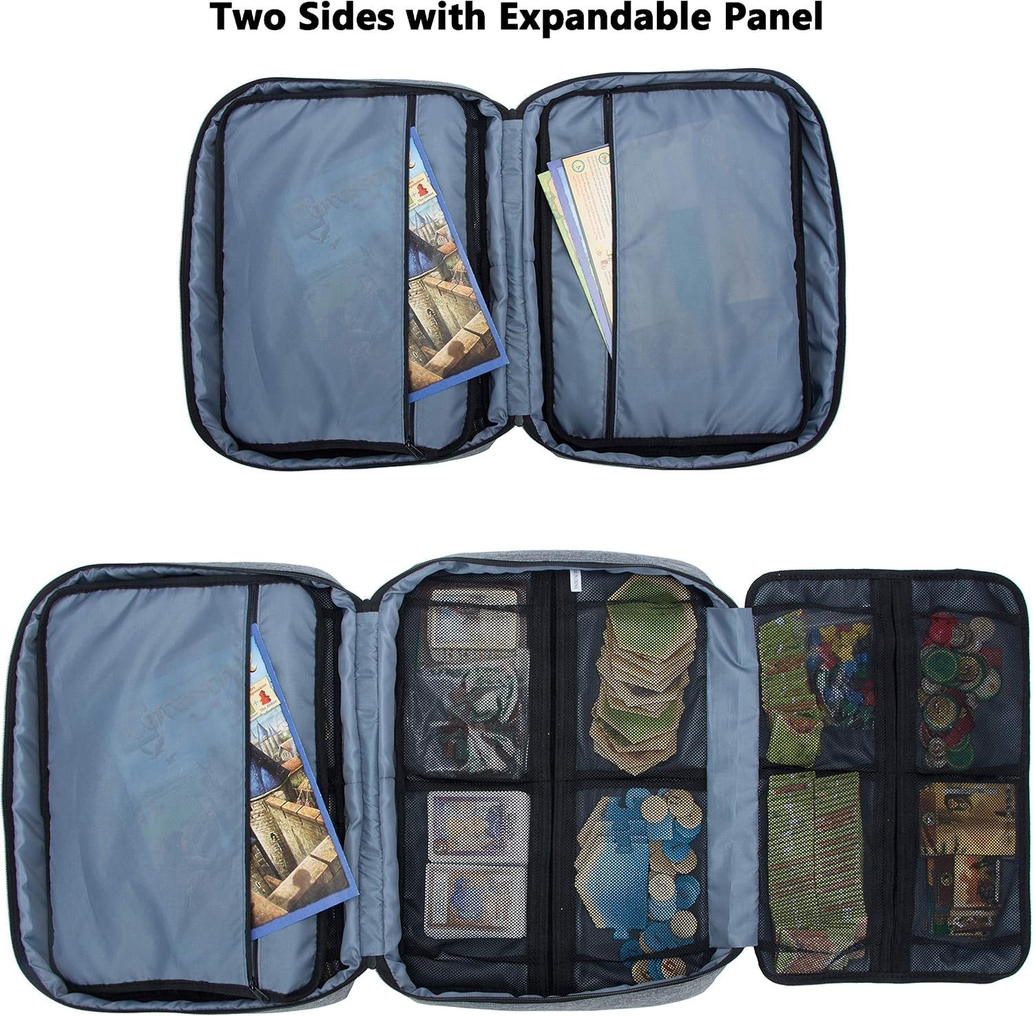 Expandable Board Game Carrying Case with 18 Pockets for Ultimate Organization