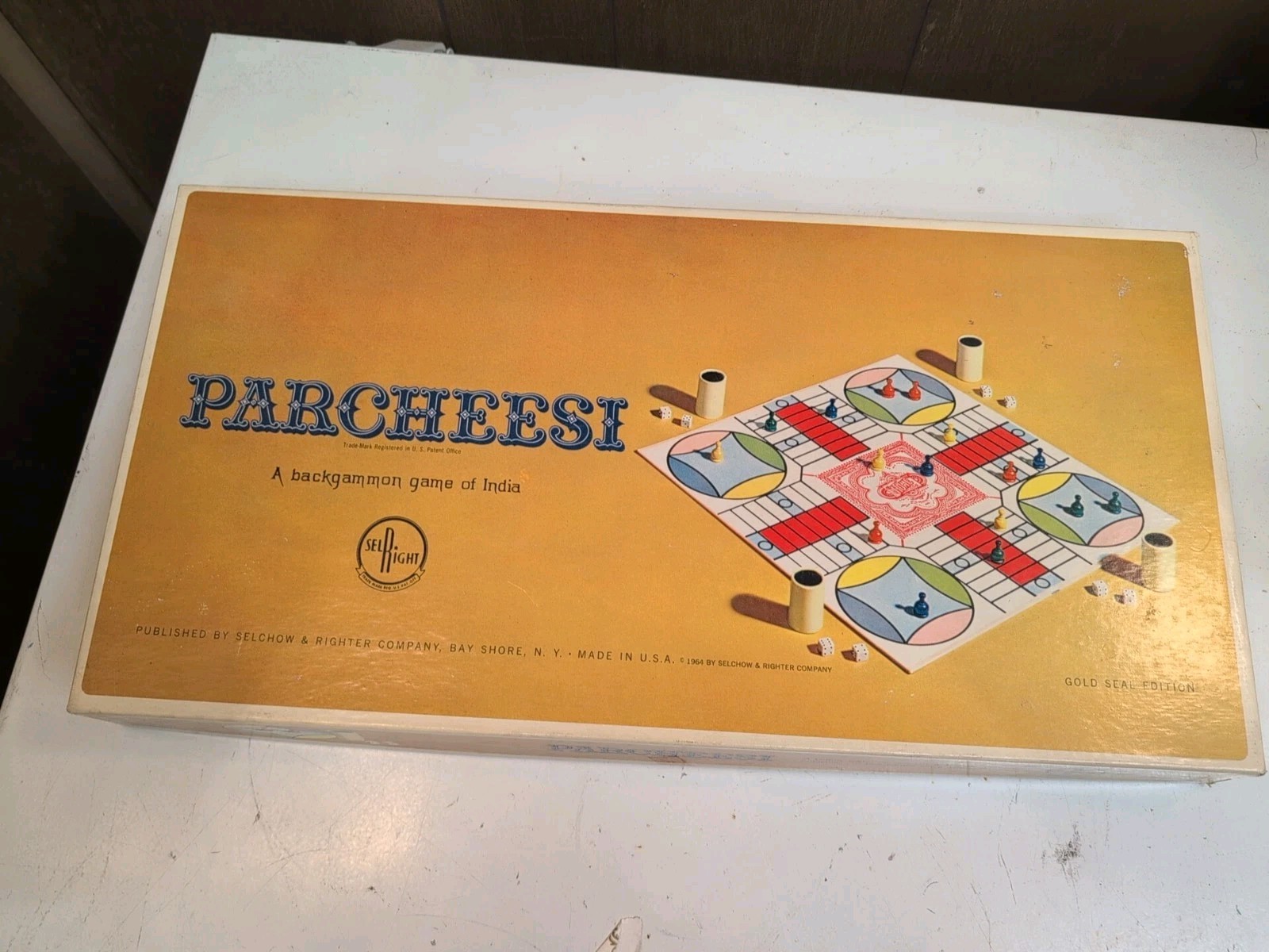 Vintage Parcheesi Board Game Gold Seal Edition – 1964 | wooden missing 1 Die