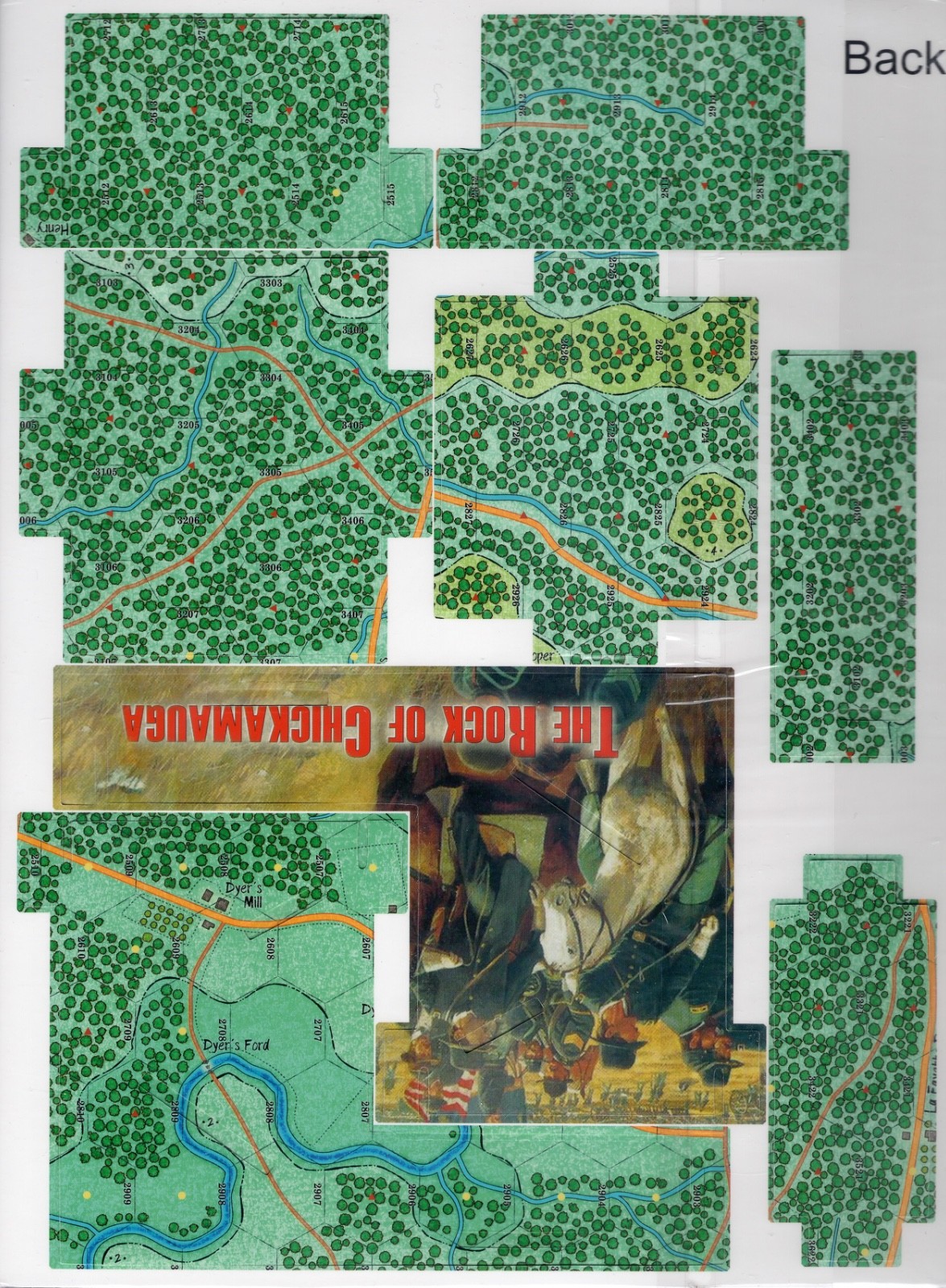 The Rock of Chickamauga Border strips and Cardboard dice tower Flying Pig Games