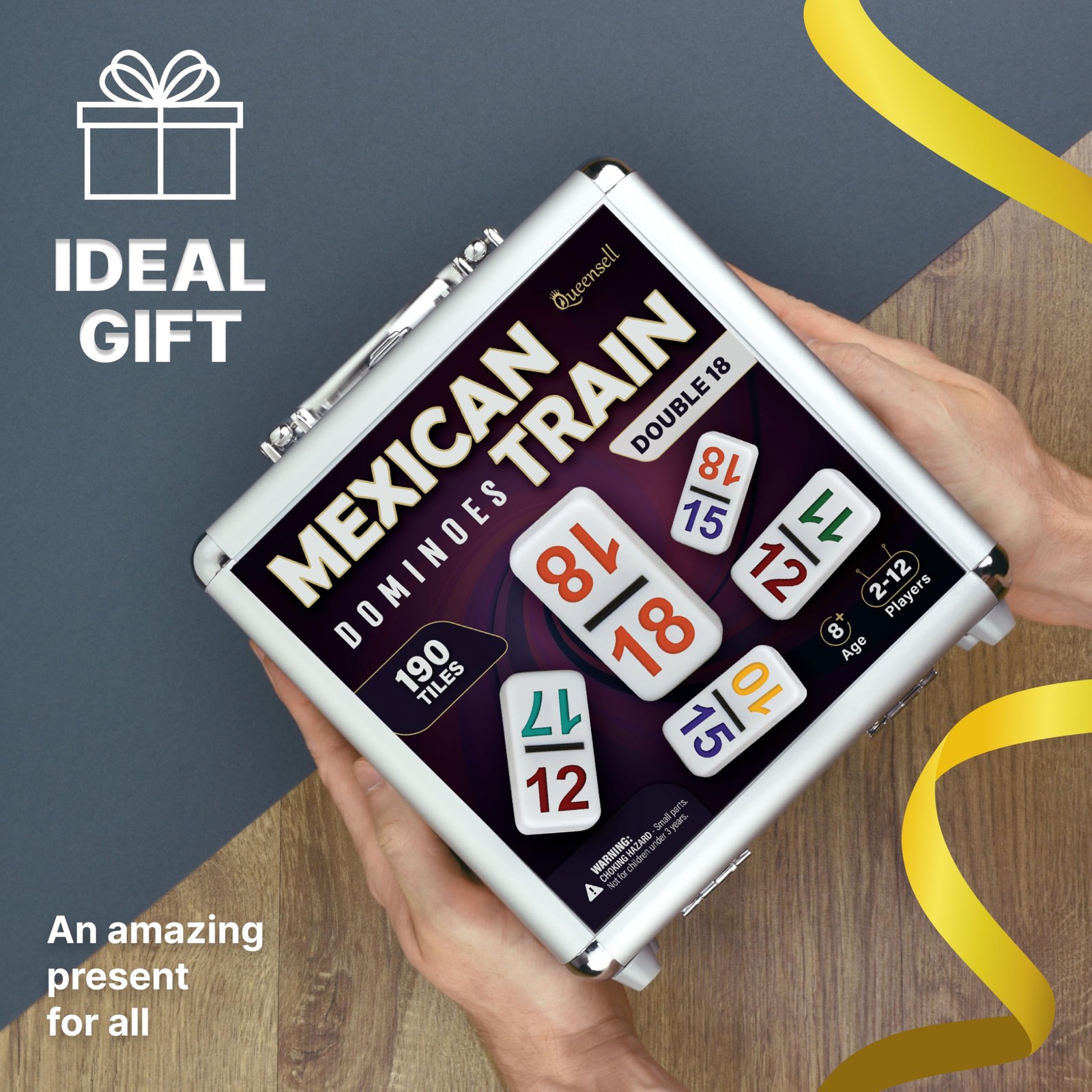 Mexican Train Dominoes Set with Numbers – Double 18 Dominos Set for Adults an…