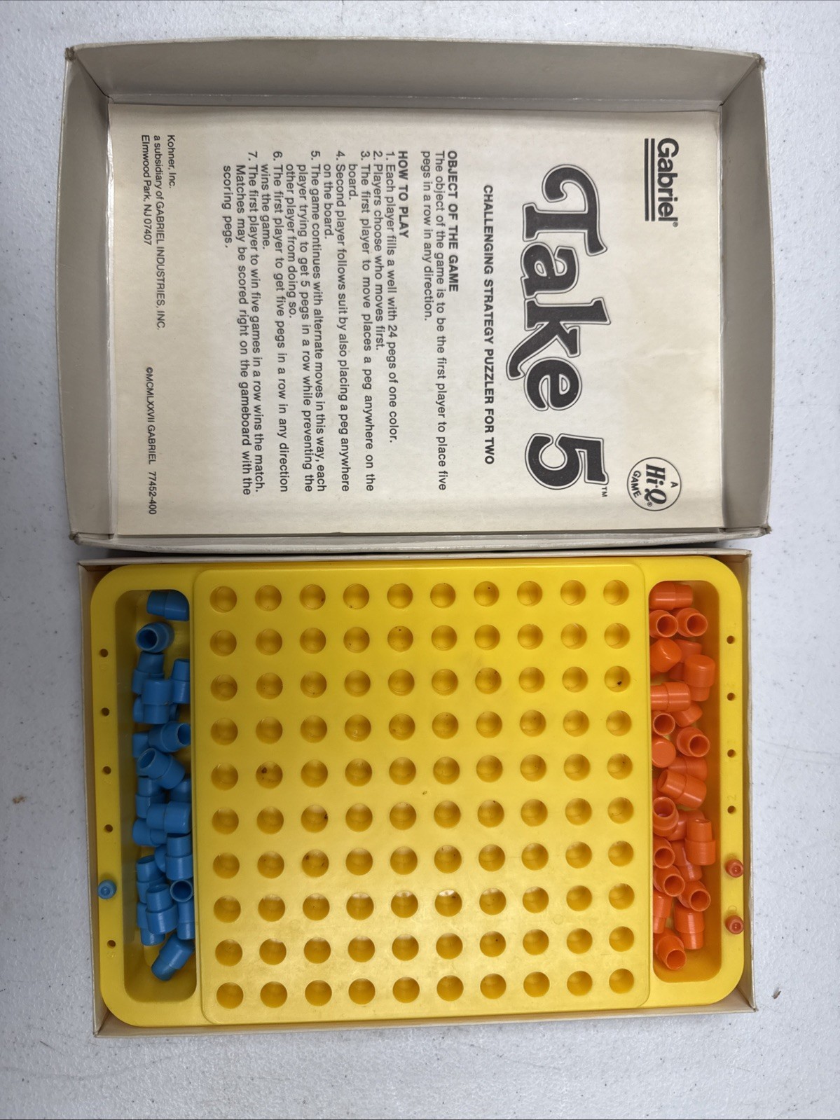 Vintage 1977 Take 5 Strategy Peg Game Puzzler by Gabriel A Hi-Q Game INCOMPLETE