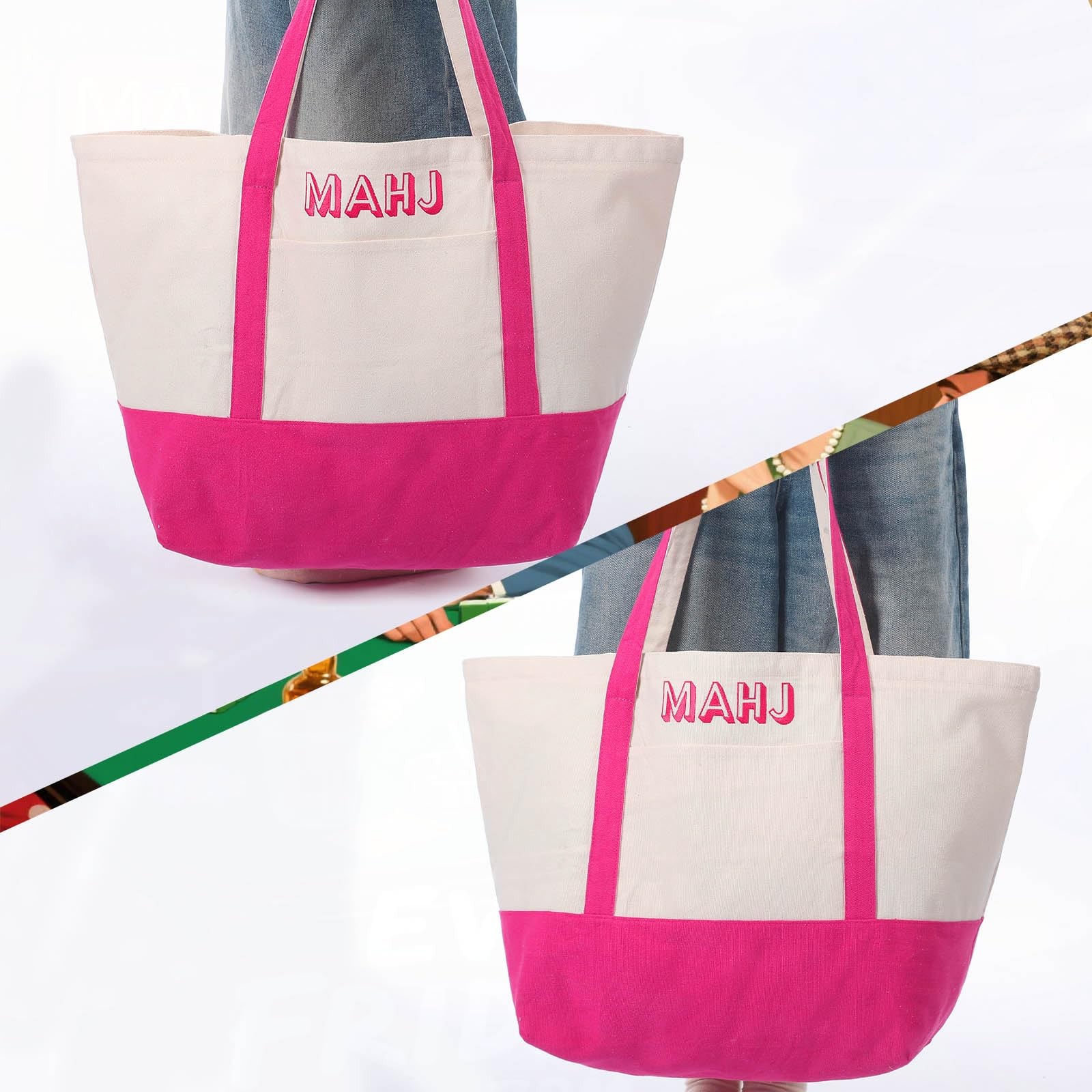 3 Pcs Empty Mahjong Bags Set for Tiles and Racks Canvas Mahjong Carry Tote Ba…