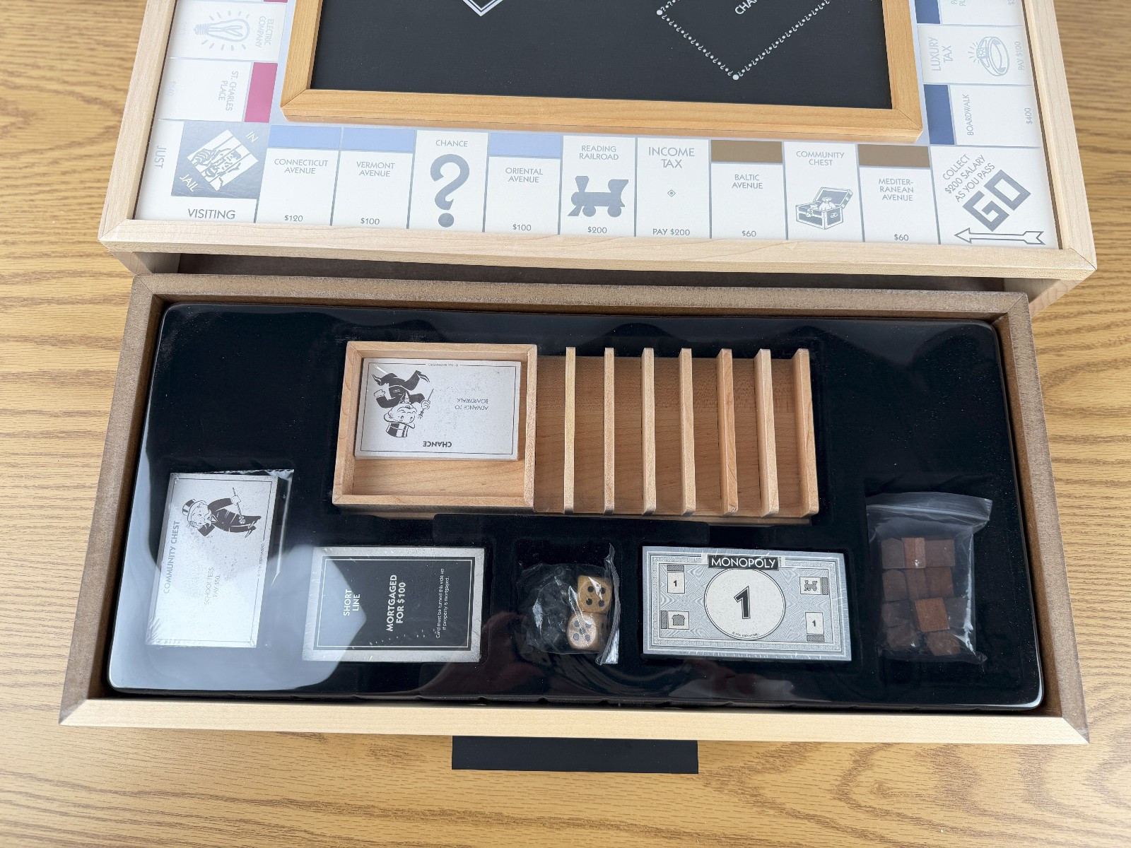 Monopoly Luxe Edition Solid Maple Wood Cabinet Premium WS Game Company Open Box