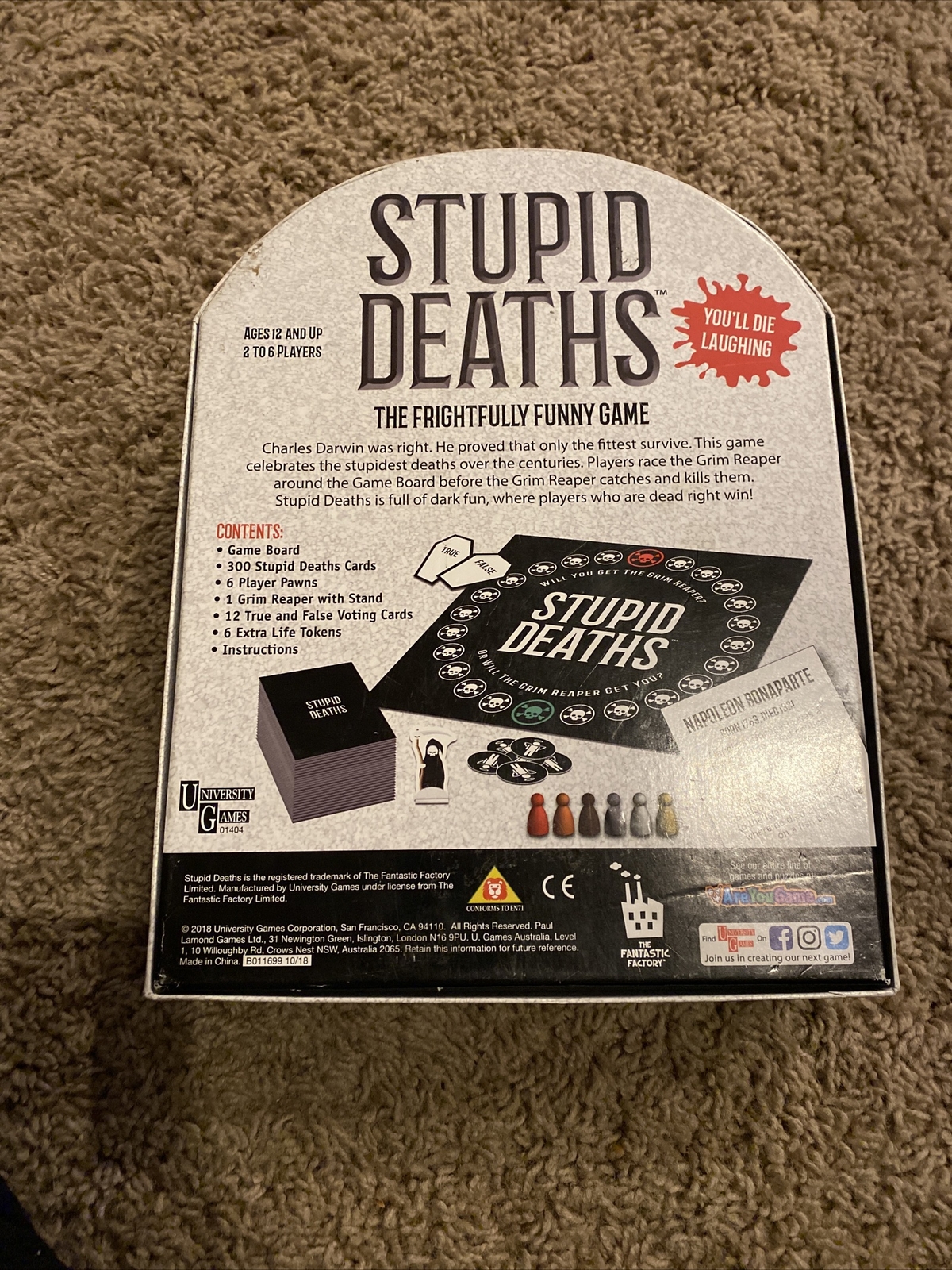 Stupid Deaths Board Game 12 And Up 2 To 6 Players University Games Very Funny 15