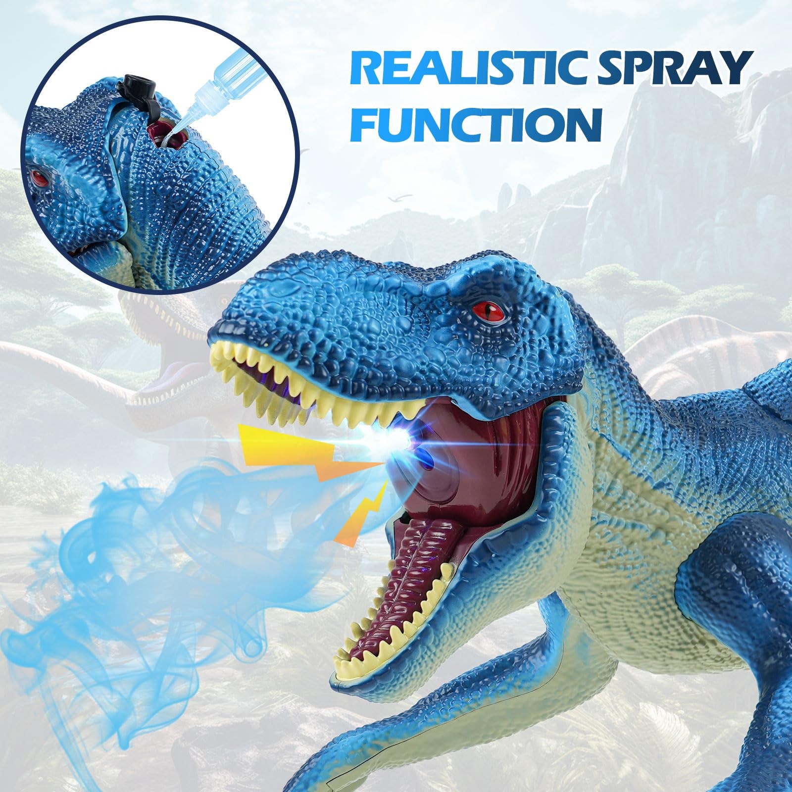 Remote Control Dinosaur Toy Walking Dino Light Spray Roar Kids Ages 3-12 3-5 4-7