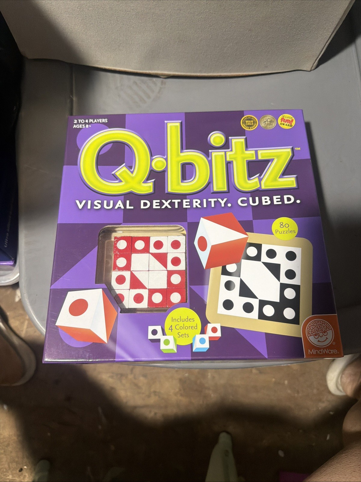 MindWare Q-bitz Visual Dexterity Cubed Pattern Matching Board Game COMPLETE.