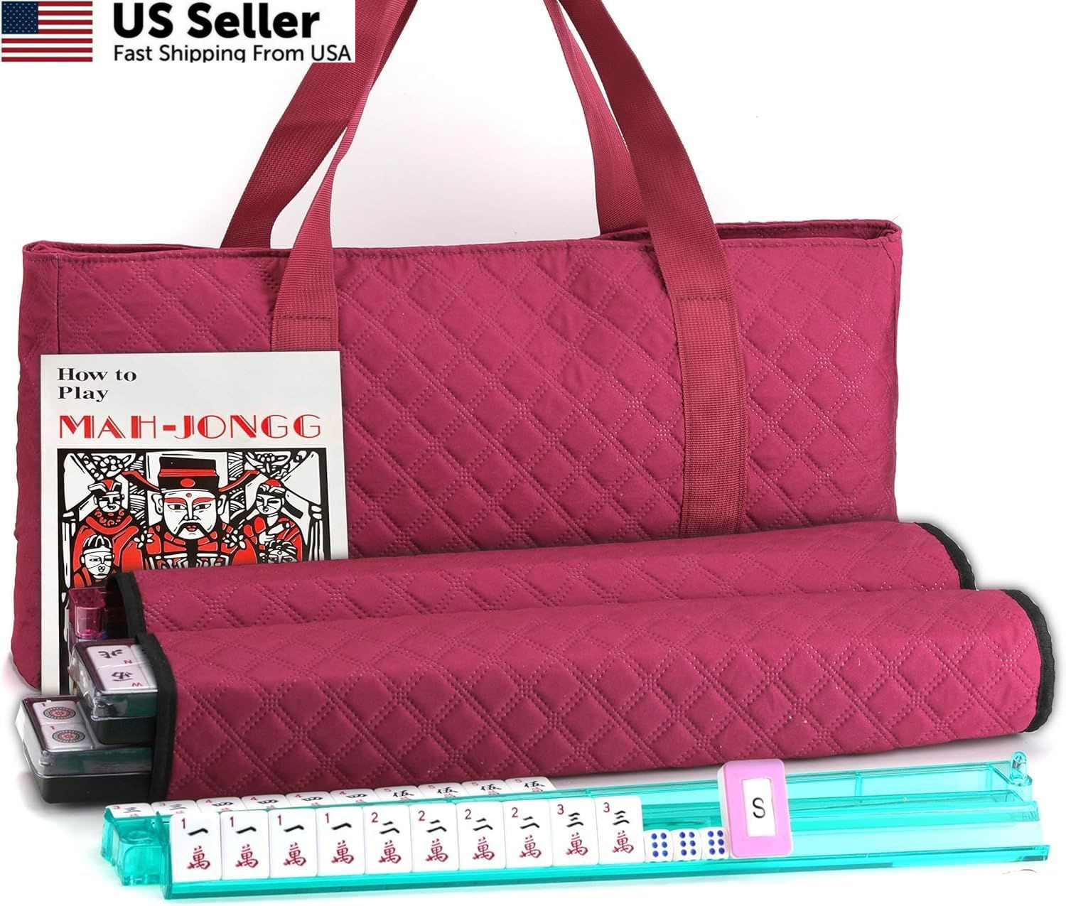 Mose Cafolo American Mahjong 20 inches x 8 x 4 inches, Burgundy Red