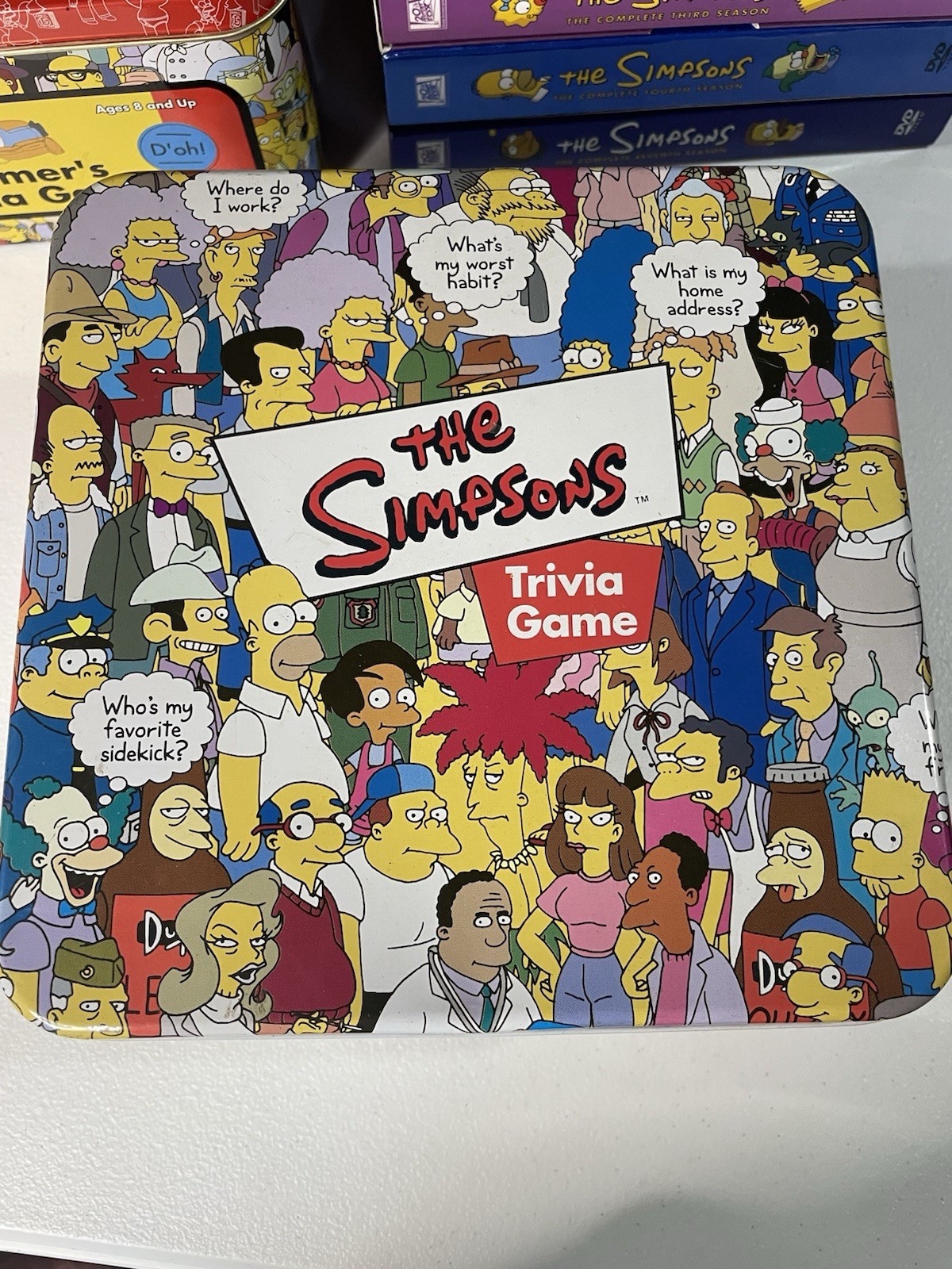 The Simpsons Collection Lot Empty Homer Tin Trivia Game Seasons 1-4 & 7th Series