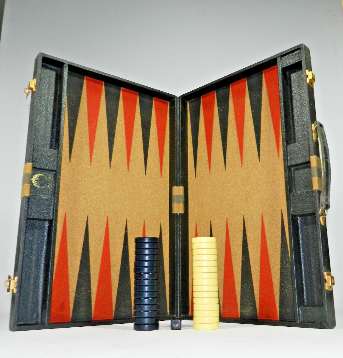 Vintage Tournament Backgammon Board Set 1.75″ x 3/8″