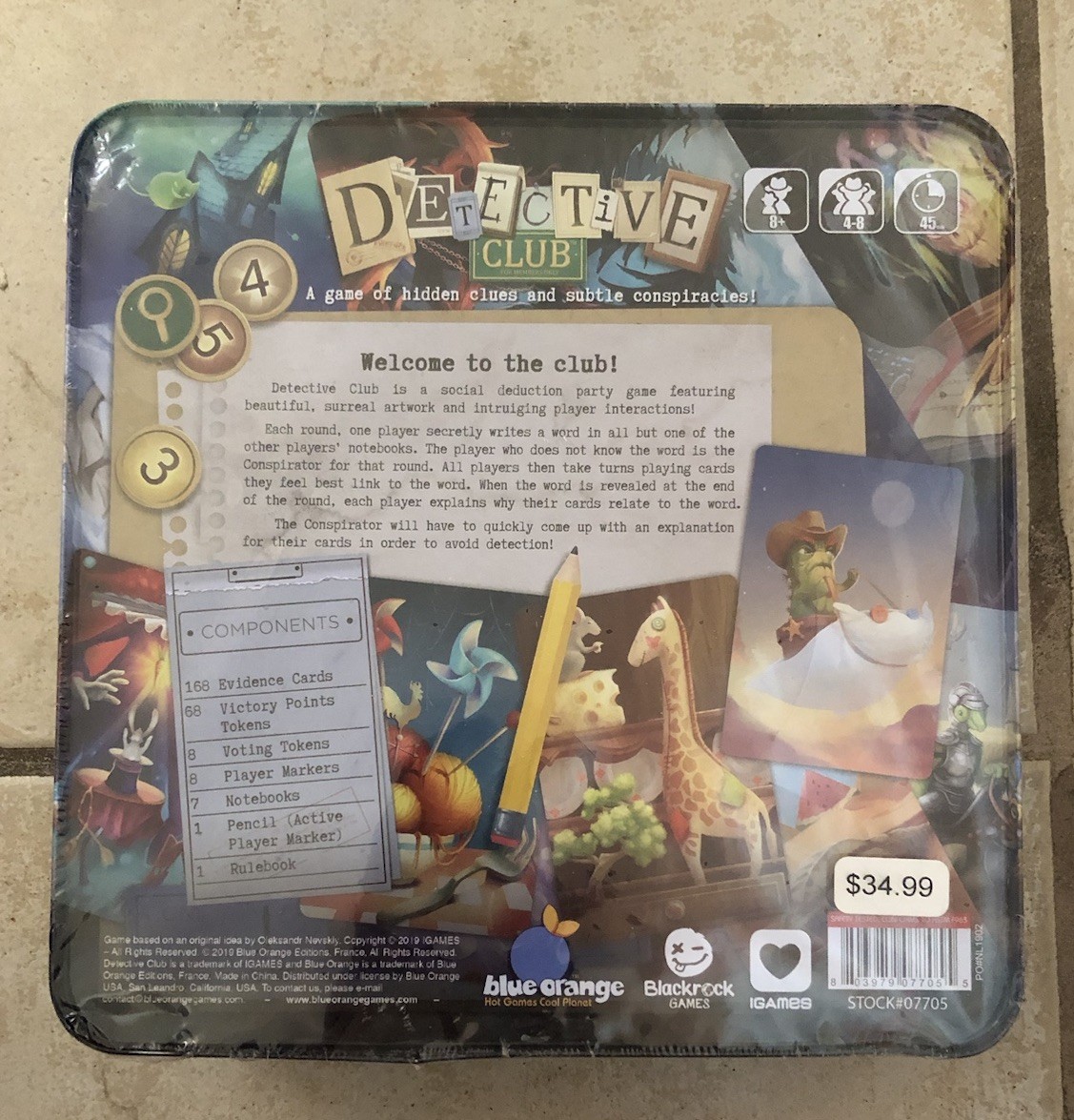 Detective Club Boardgame by Blue Orange (Metal Tin Ed.) SEALED