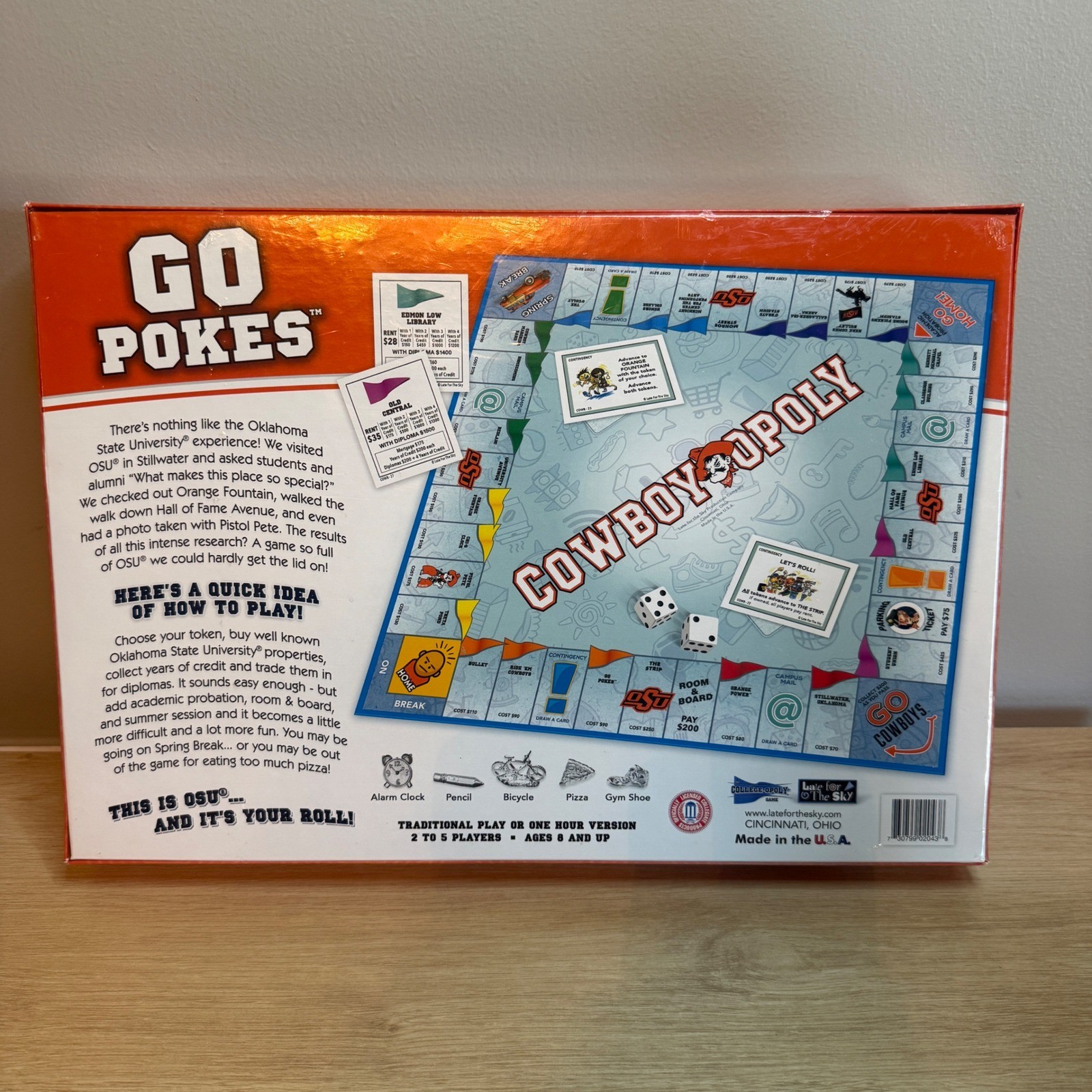 Oklahoma State Cowboy-Opoly Board Game & Playing Cards Set OSU Late for the Sky
