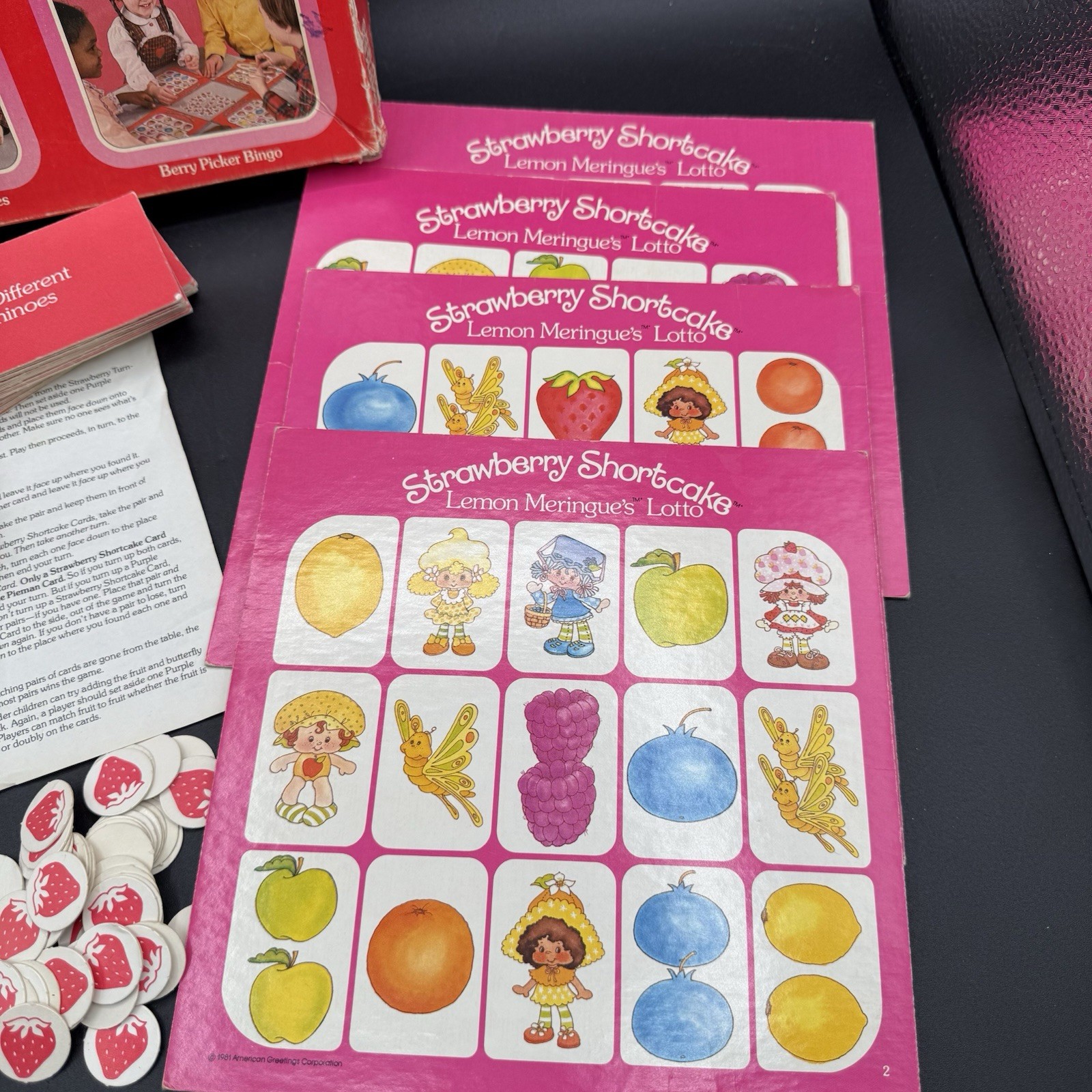 Vintage Strawberry Shortcake Game Basket 4 In 1 Game 1981 Parker Brothers