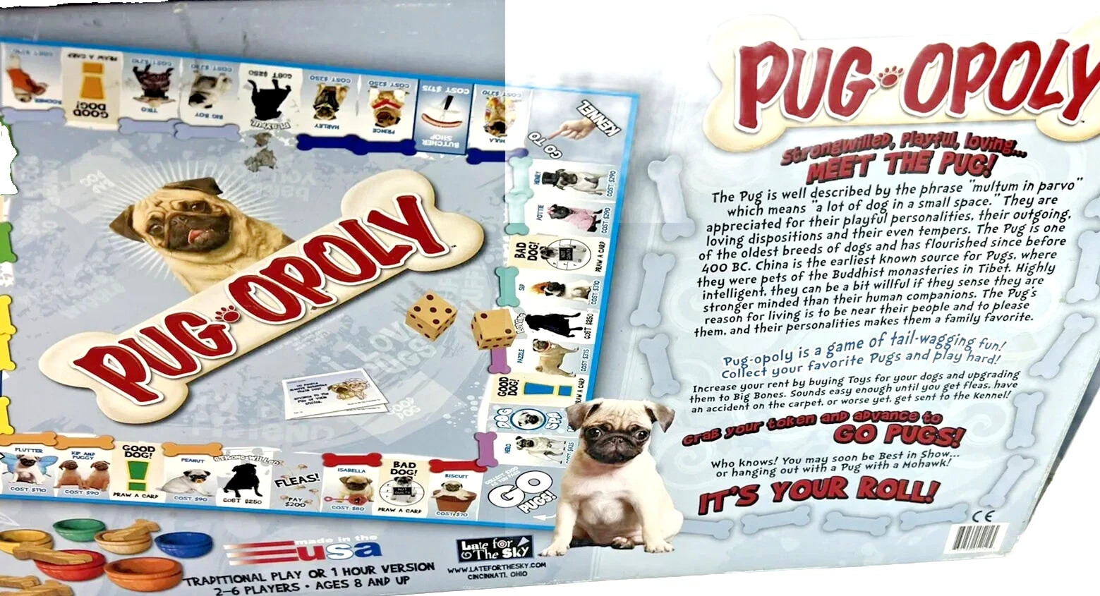 Pug-Opoly A Property Trading Board Game Pugs Board Game Late For The Sky Dogs
