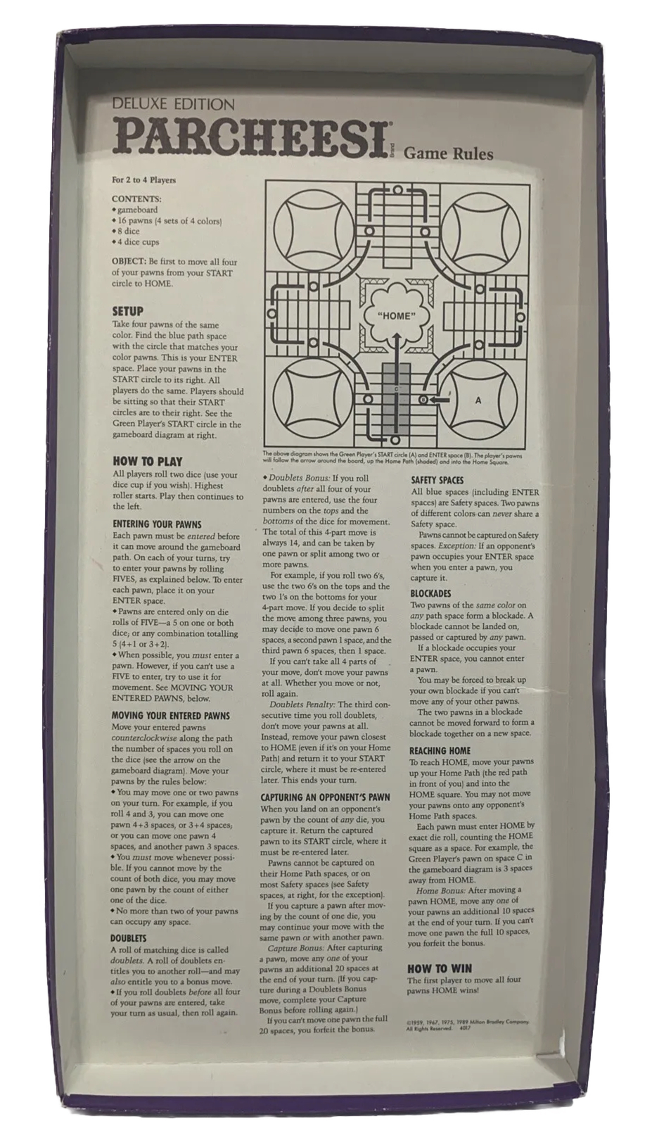 Parcheesi- A Royal Game of India Deluxe Edition Milton Bradley 1989