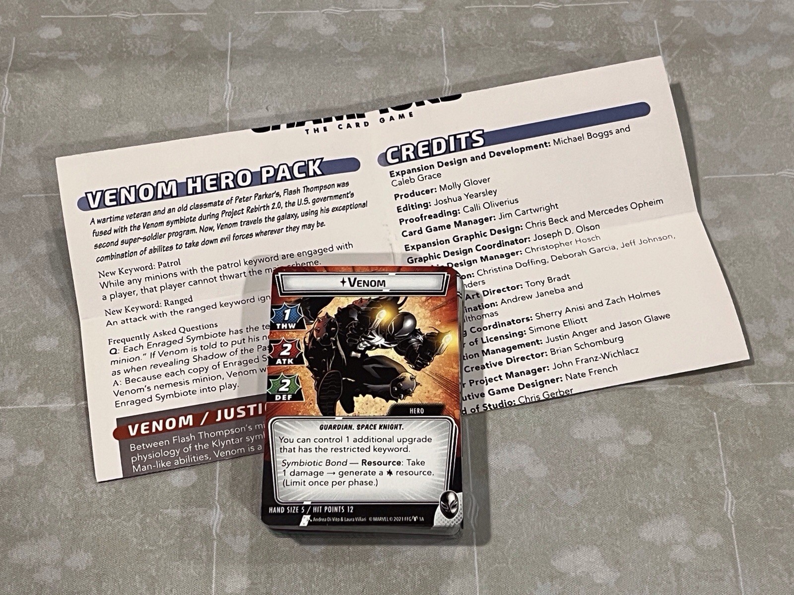Marvel Champions LCG – Hero Decks Ms Marvel, Valkyrie, Star Lord NIS + Venom