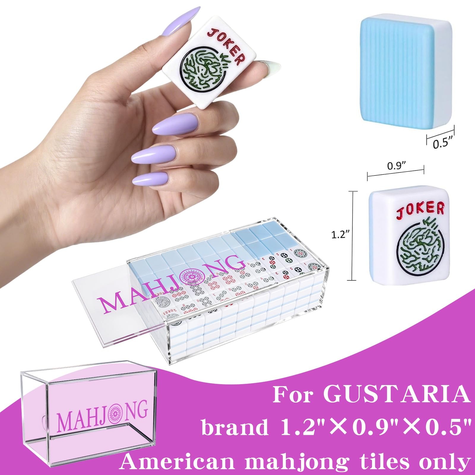 1pcs Empty Acrylic Mahjong Case Only for 1.2″×0.9″×0.5″ Mahjong Tiles-Transpa…