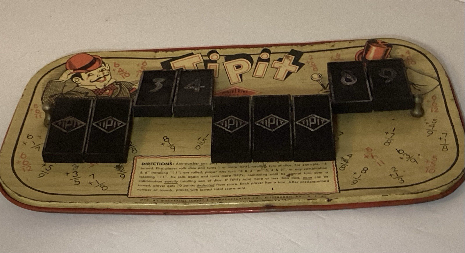 VINTAGE 1940’S TIPIT tin lithograph NUMBER GAME BY WOLVERINE TOY CO. GD COND!!