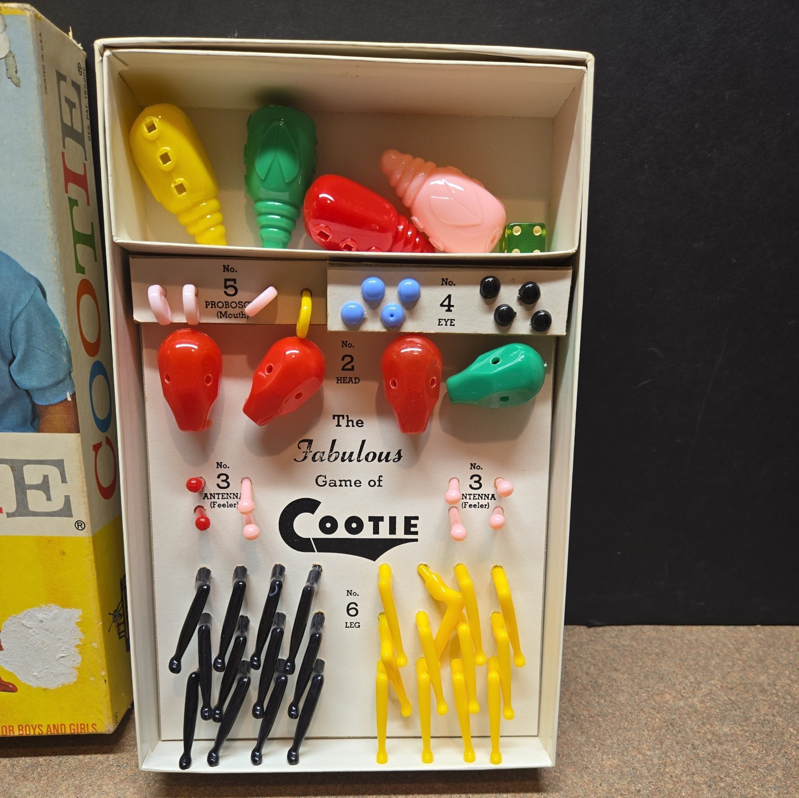 Vintage 1966 Schaper Build A COOTIE Bug Game Complete Nice Box