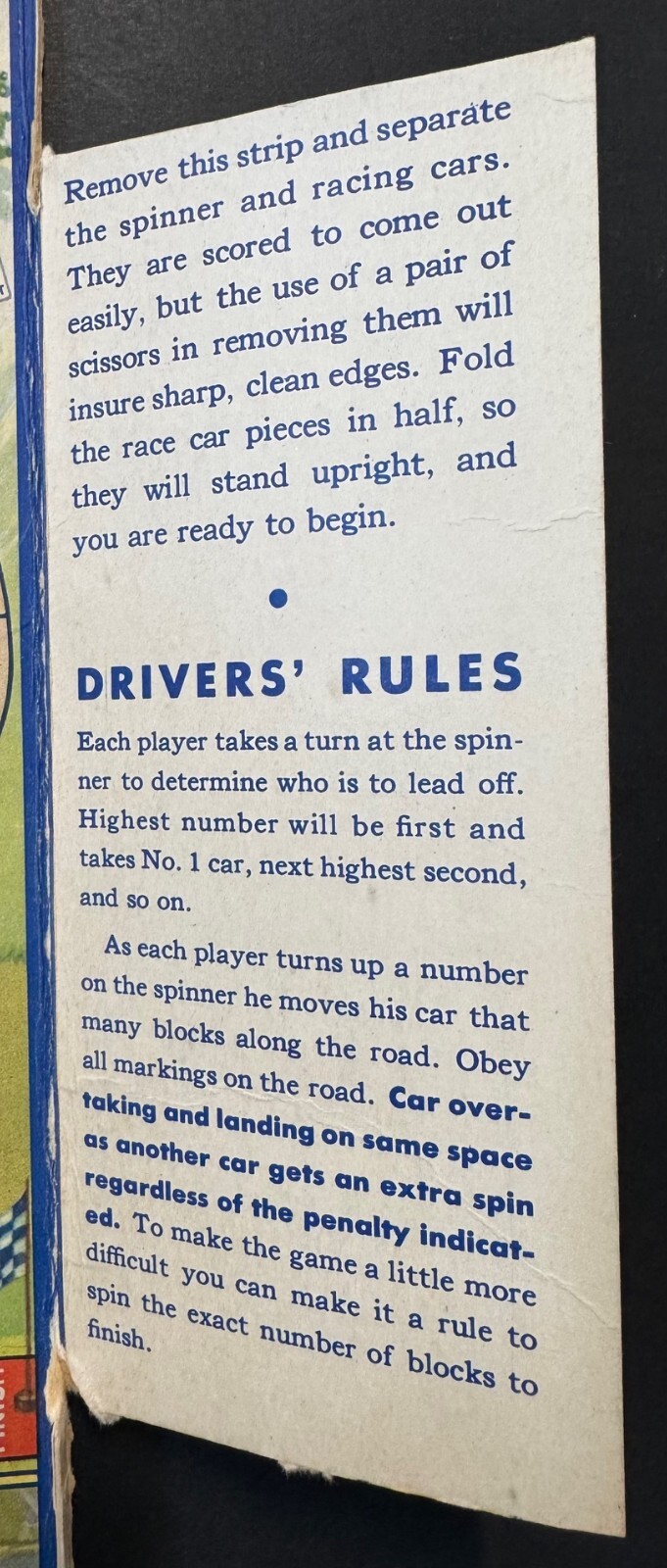Vintage 1935 Champion Road Race Champion Spark Plug Promotional Board Game