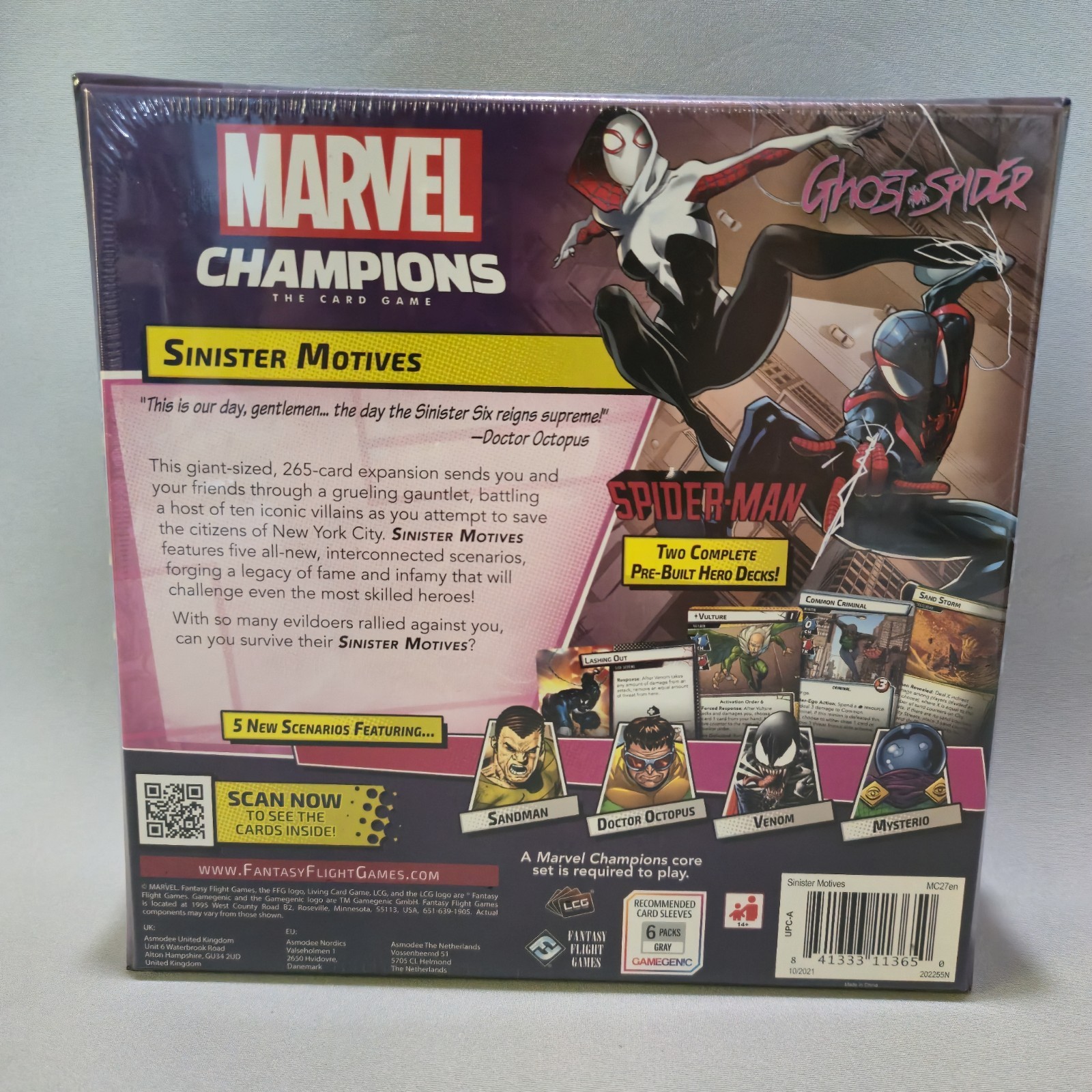 Marvel Champions Sinister Motives expansion Ghost Spider Miles Morales SEALED