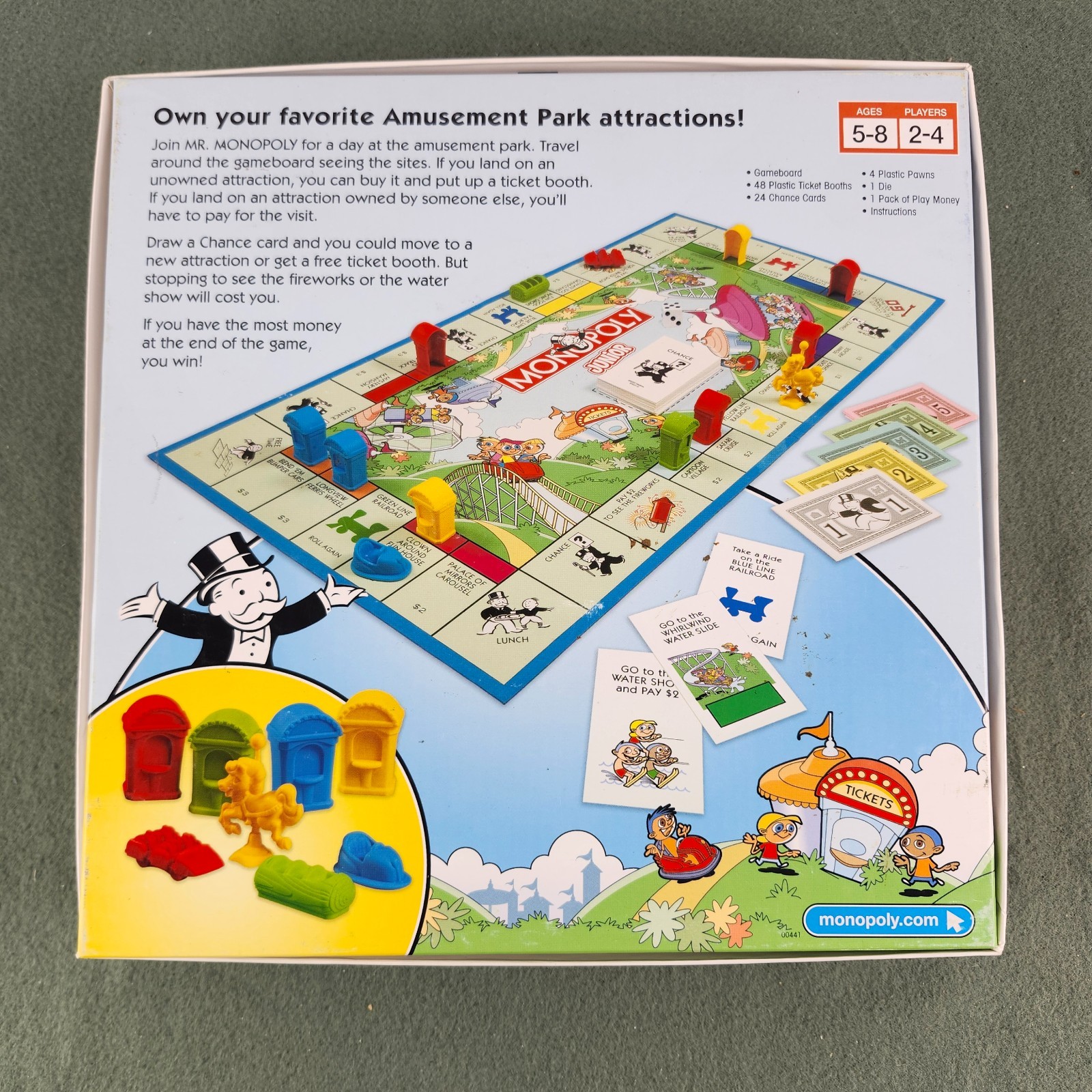 Monopoly Junior COMPLETE Parker Brothers 2005 Kids Childrens Ticket Booth