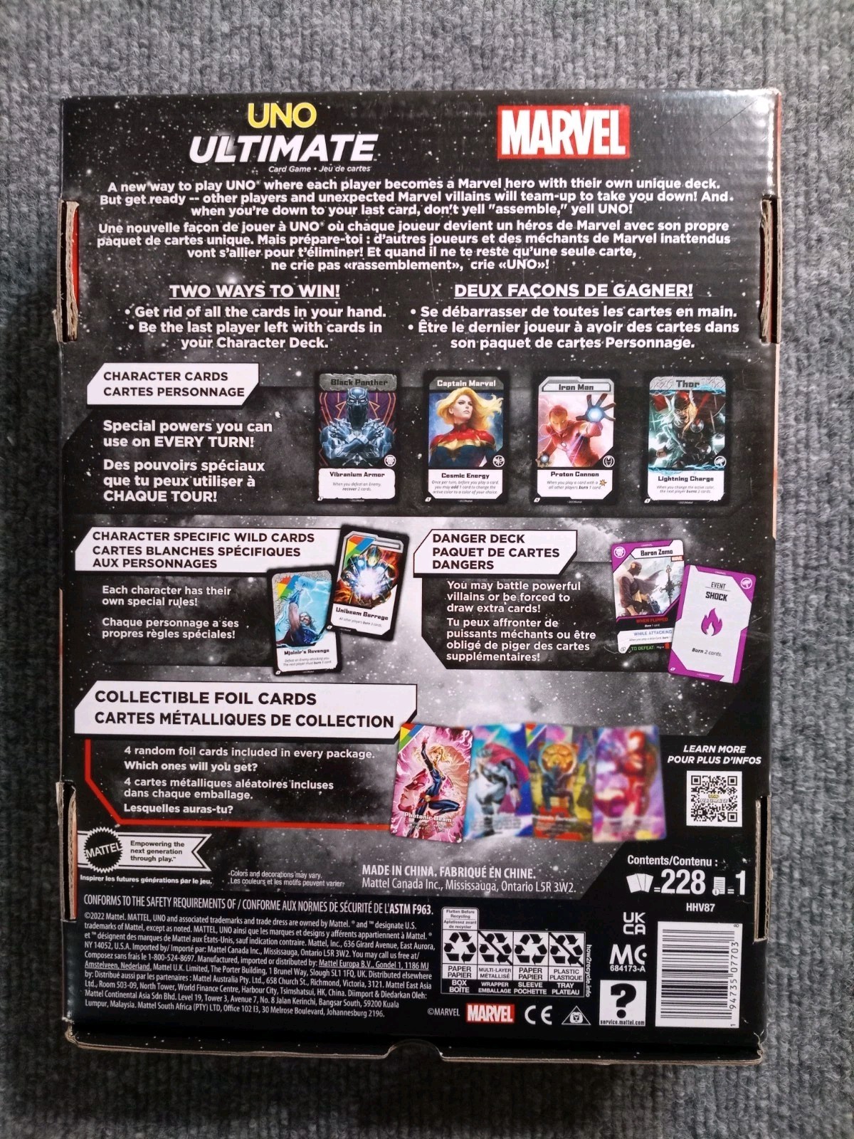 UNO Ultimate Marvel 1st Edition Complete Foil Pack