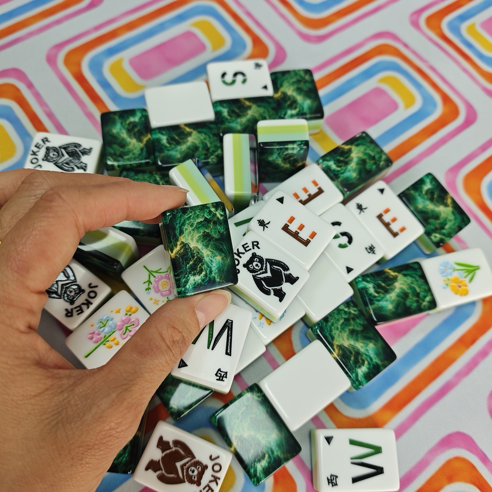 Forest Nature Pearls Mahjong Set Of Tiles American Mahjong Mahj Oh My Line Set