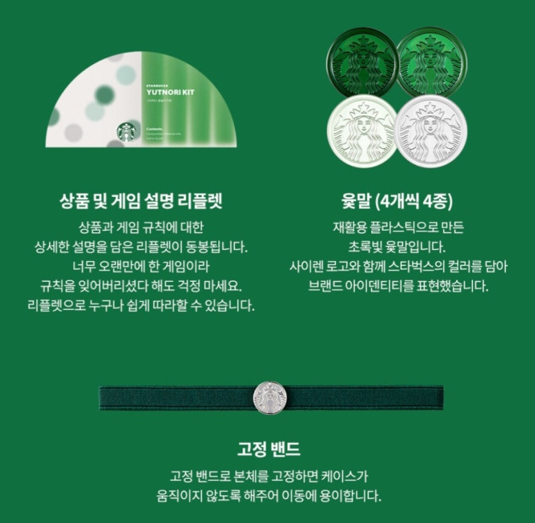 Starbucks Korea 2024 Lunar New Year Yutnori Kit Set Green