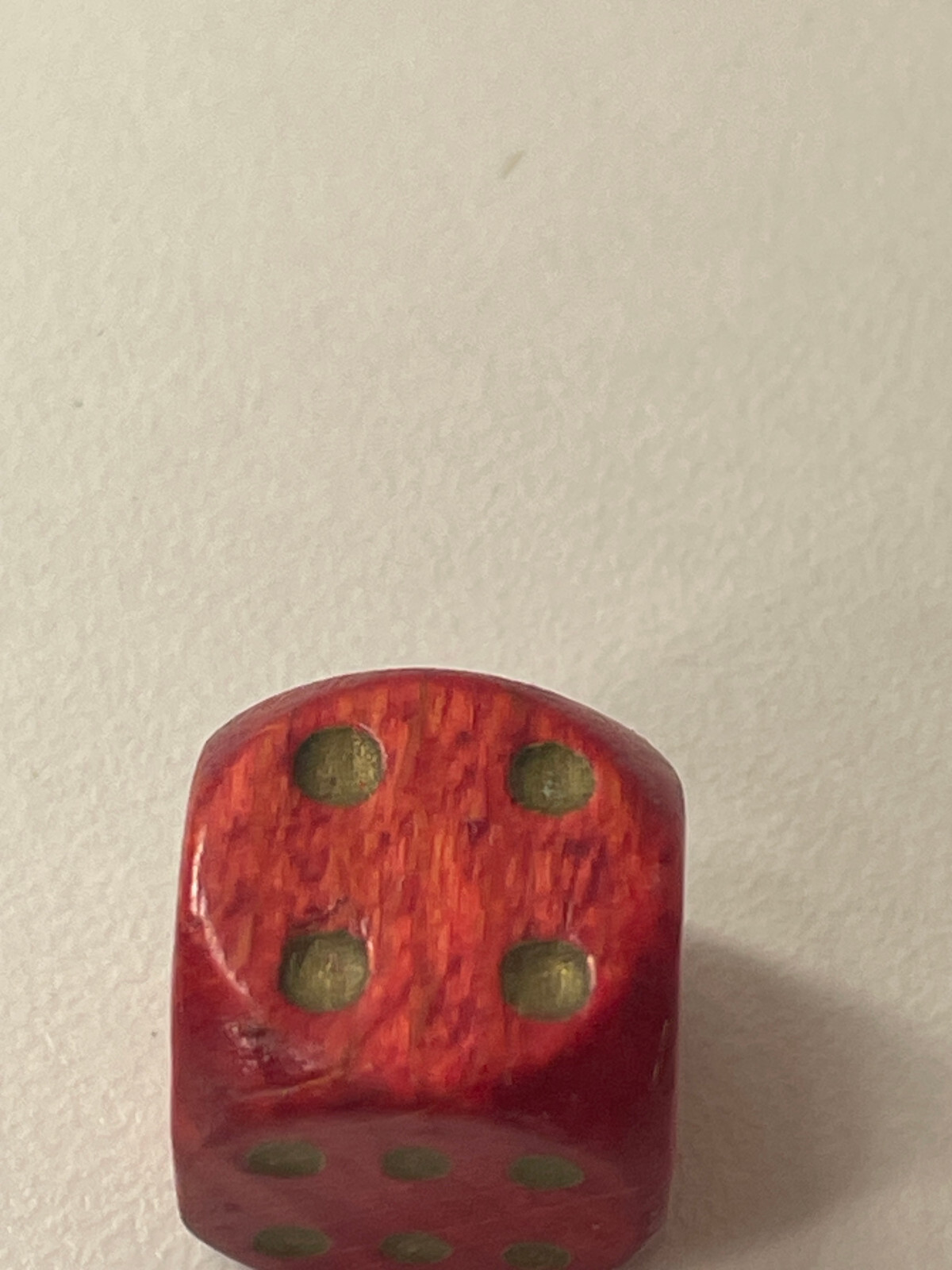 Vintage Red Wooden DIE (1) With Rounded Corners Gold Dots