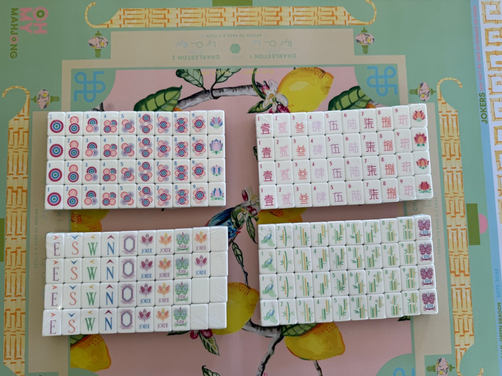 NEW! Vibrant Layered Mahjong Tiles – Full American Set 160Tiles -Yellow Lion
