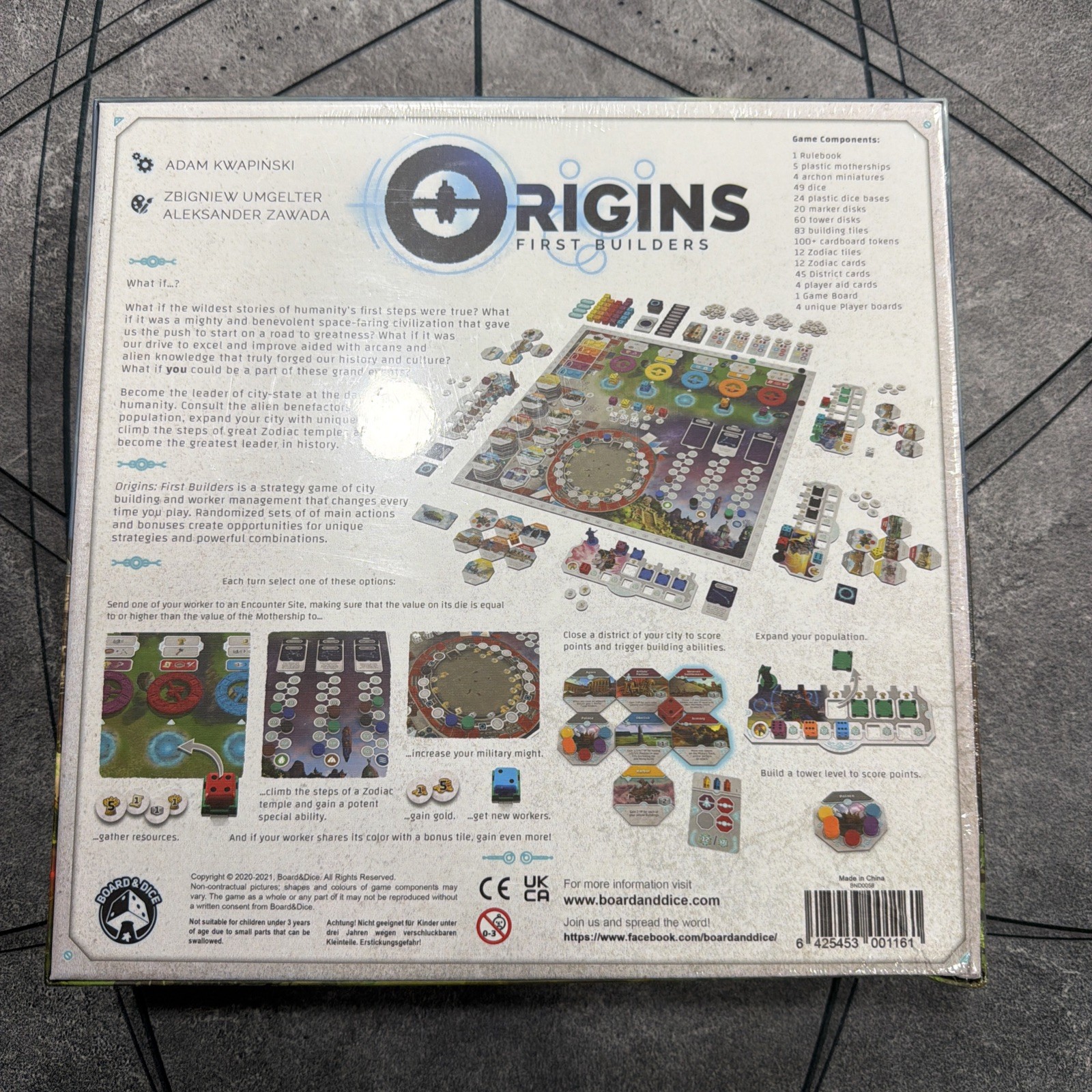 Origins First Builders Strategy Board Game New Board & Dice damaged box