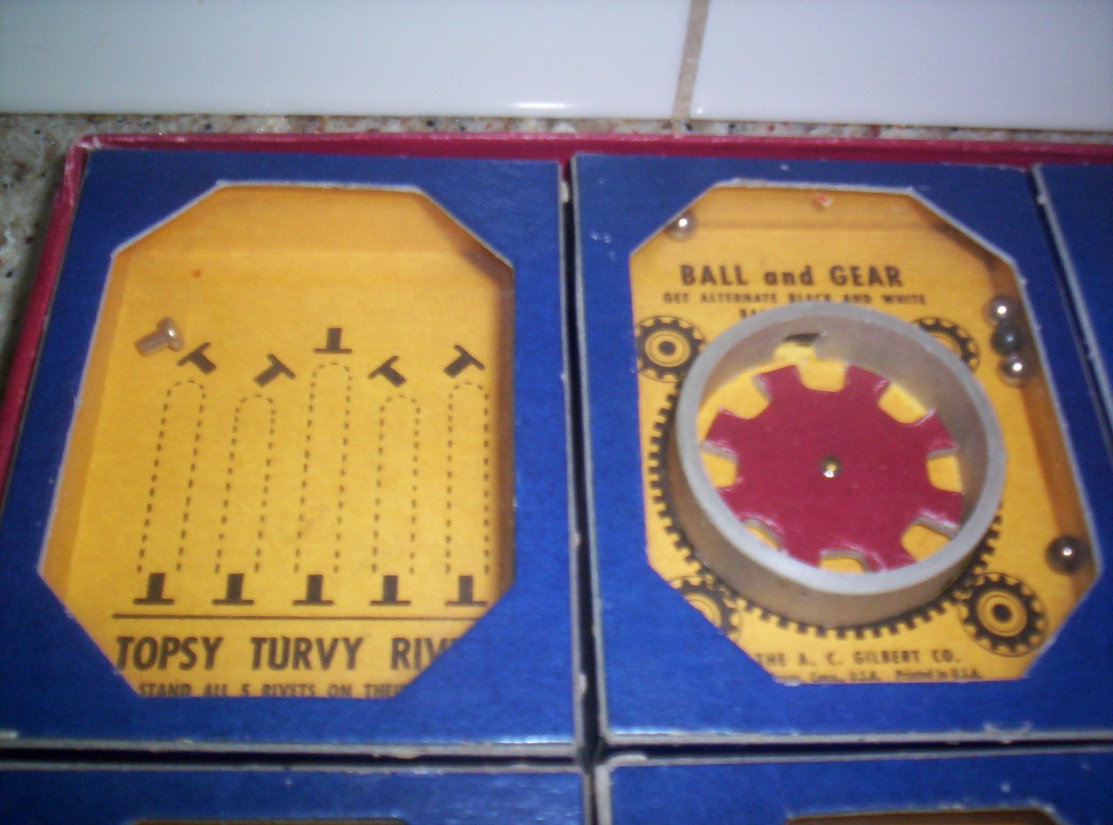 Vintage 1940 A.C. Gilbert Company Mini Dexterity Puzzle Set of 6 NICE!!