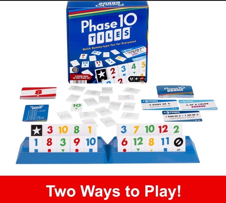 Phase 10 Tiles Game – Quick Rummy Play for 2-4 Players with Unique Phases – NEW