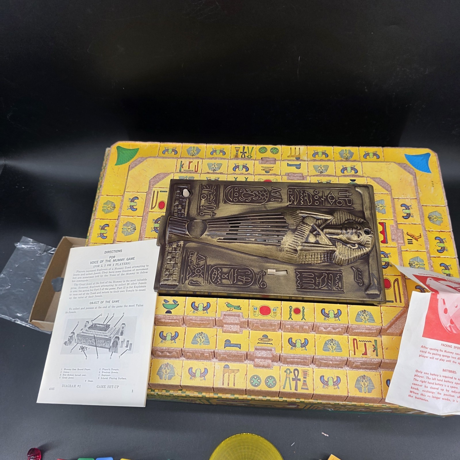 Vintage 1971 Milton Bradley Voice of the Mummy Electronic Board Game Green Gems