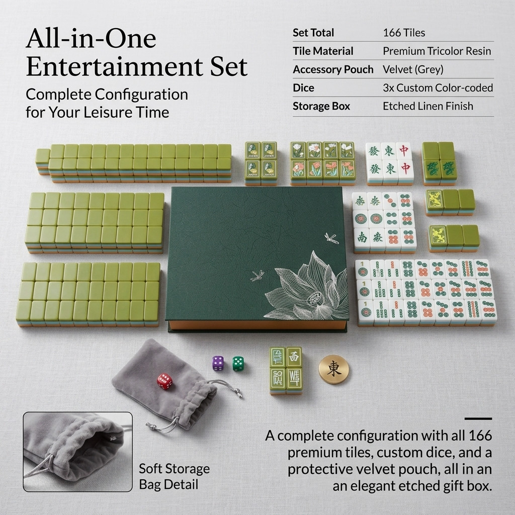 American Mahjong Set 160 Green Floral Acrylic Mahjong Tiles, US Stock