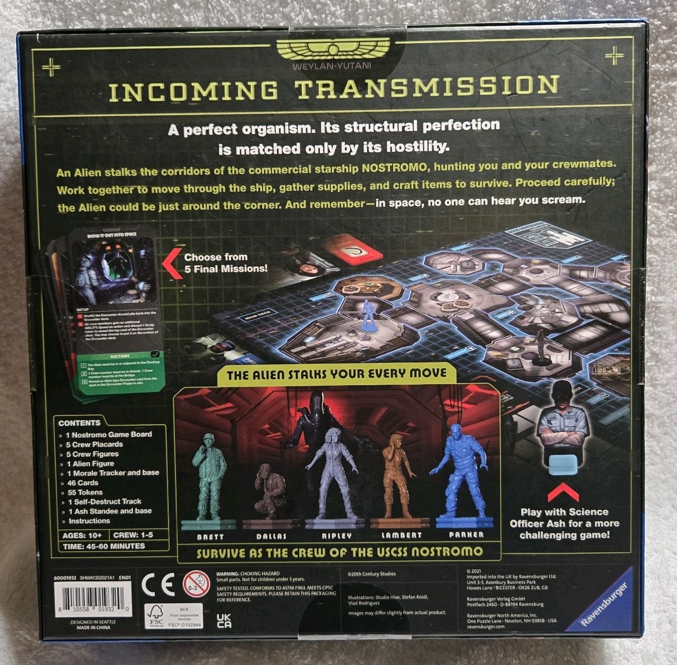 Alien: Fate Of The Nostromo Board Game By Ravensburger Action Survival Ages 10+