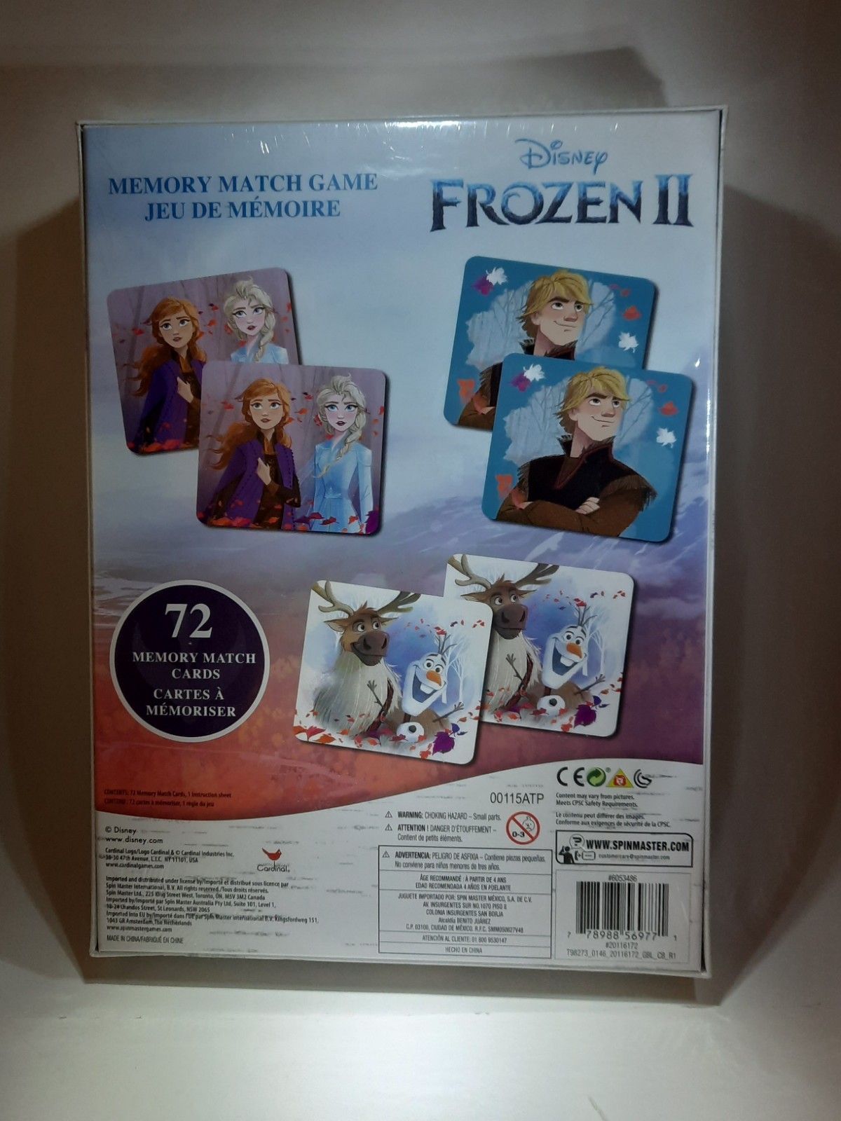Frozen II Memory Match Game 72 Cards Disney Elsa Anna Olaf Ages 4+ NEW