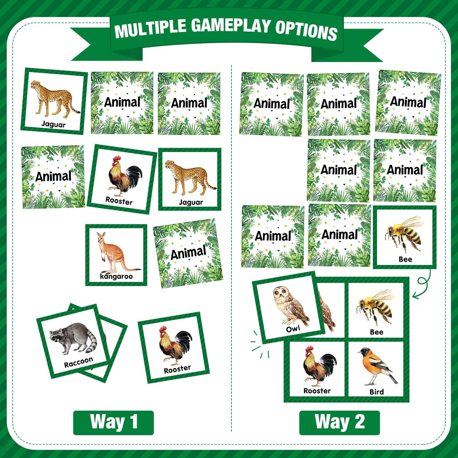 82 Pcs Memory Matching Games Animals Matching Cards Wild Animals Memory Game Jun