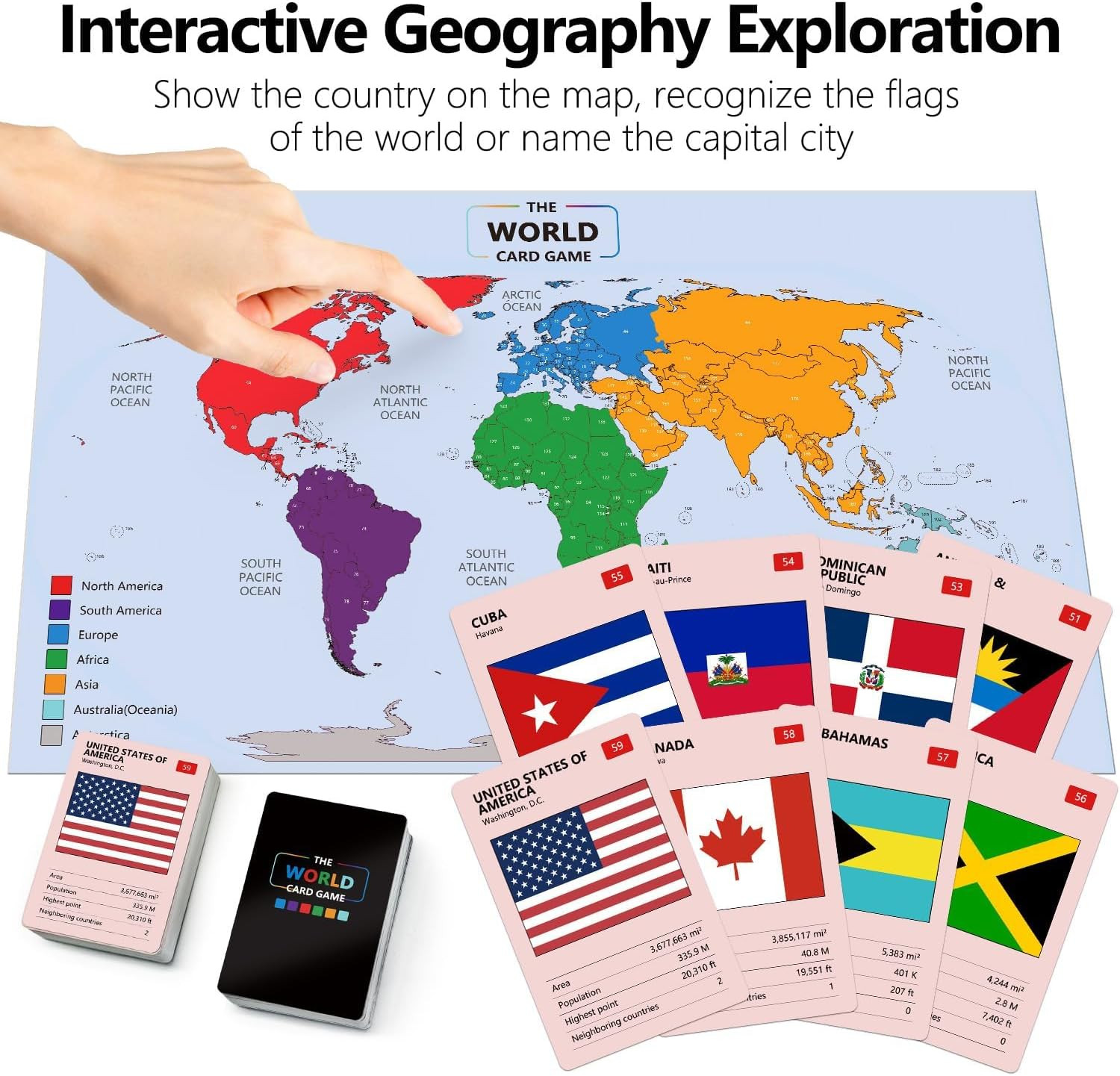 The World Card Game – World Flags Flashcards – Geography Board Game with World