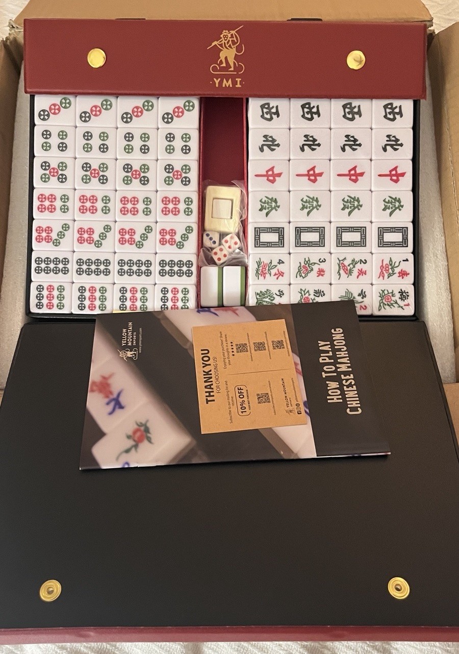 Chinese Mahjong Set X-Large 144 Numbered 1.5″ Tiles Majiang Mah-Jongg in Case