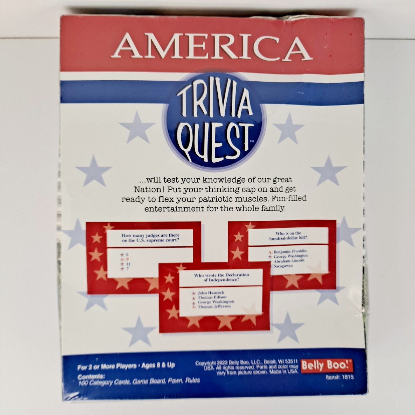 Trivia Quest: America History Card Game w U.S. Questions by Belly Boo!