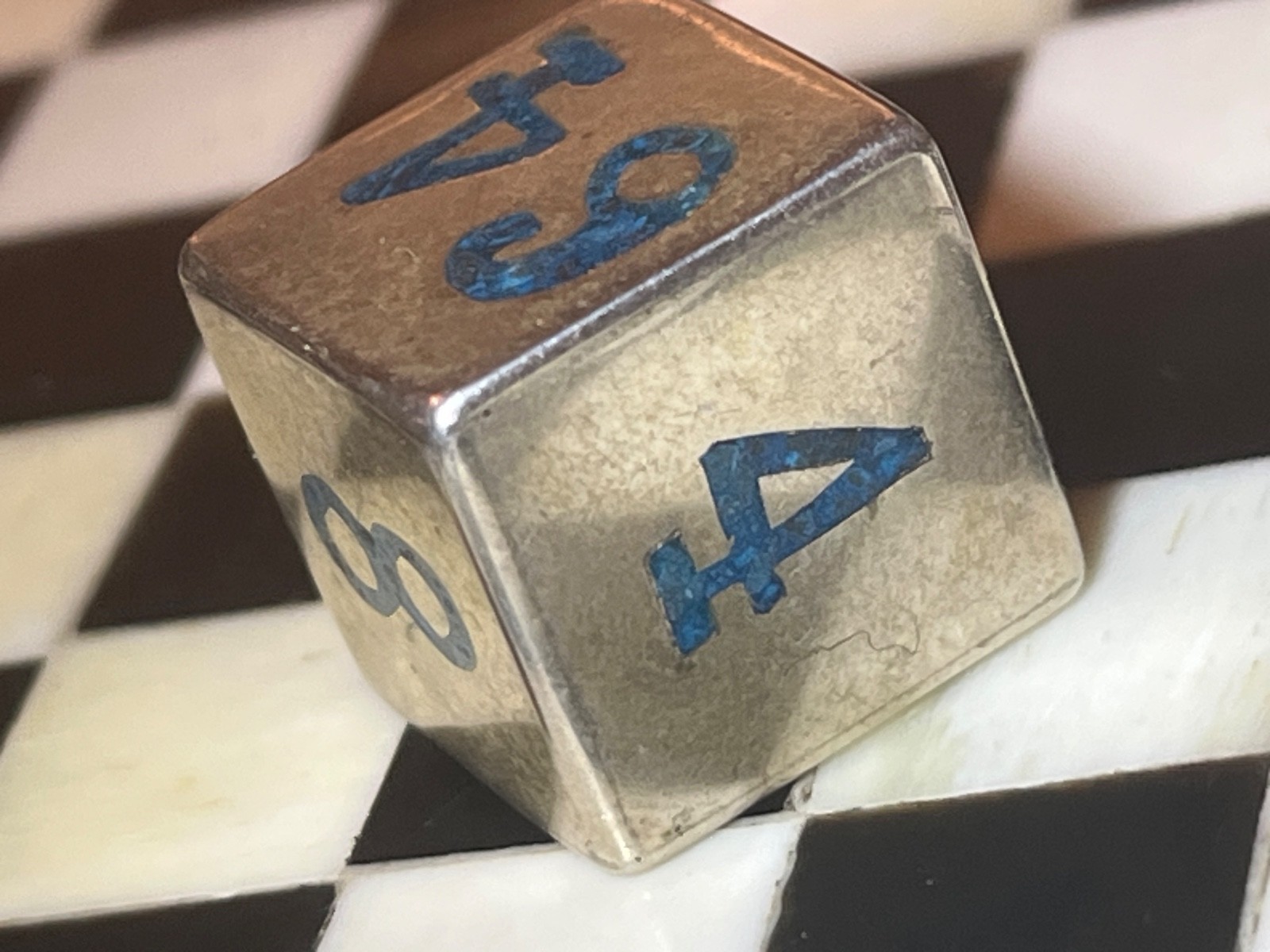 Vintage RARE sterling silver backgammon doubling cube dice 021626@