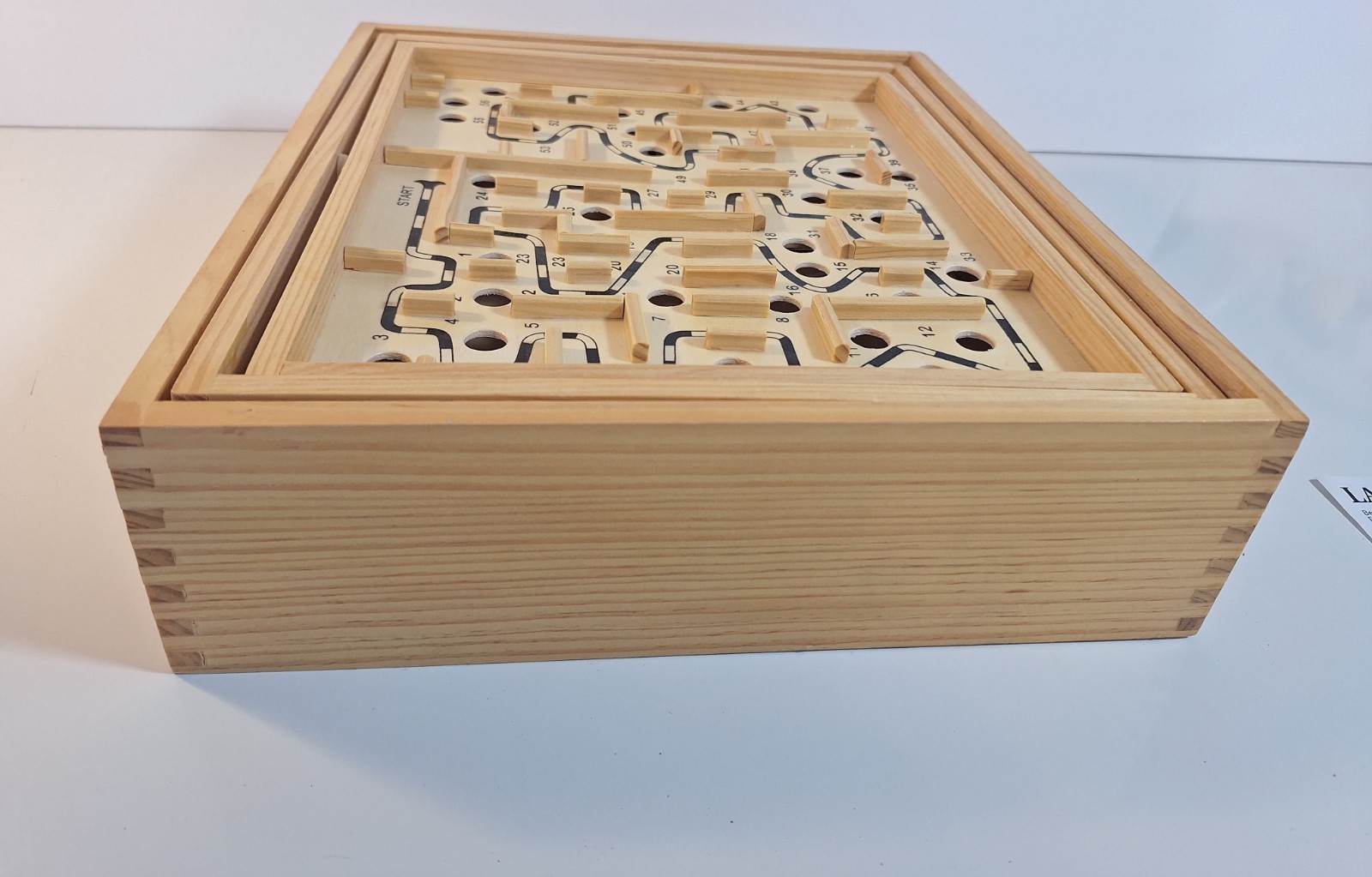 Labyrinth Game Real Wood Oak Finish 2 Steel Marbles Great Cond Damaged Box