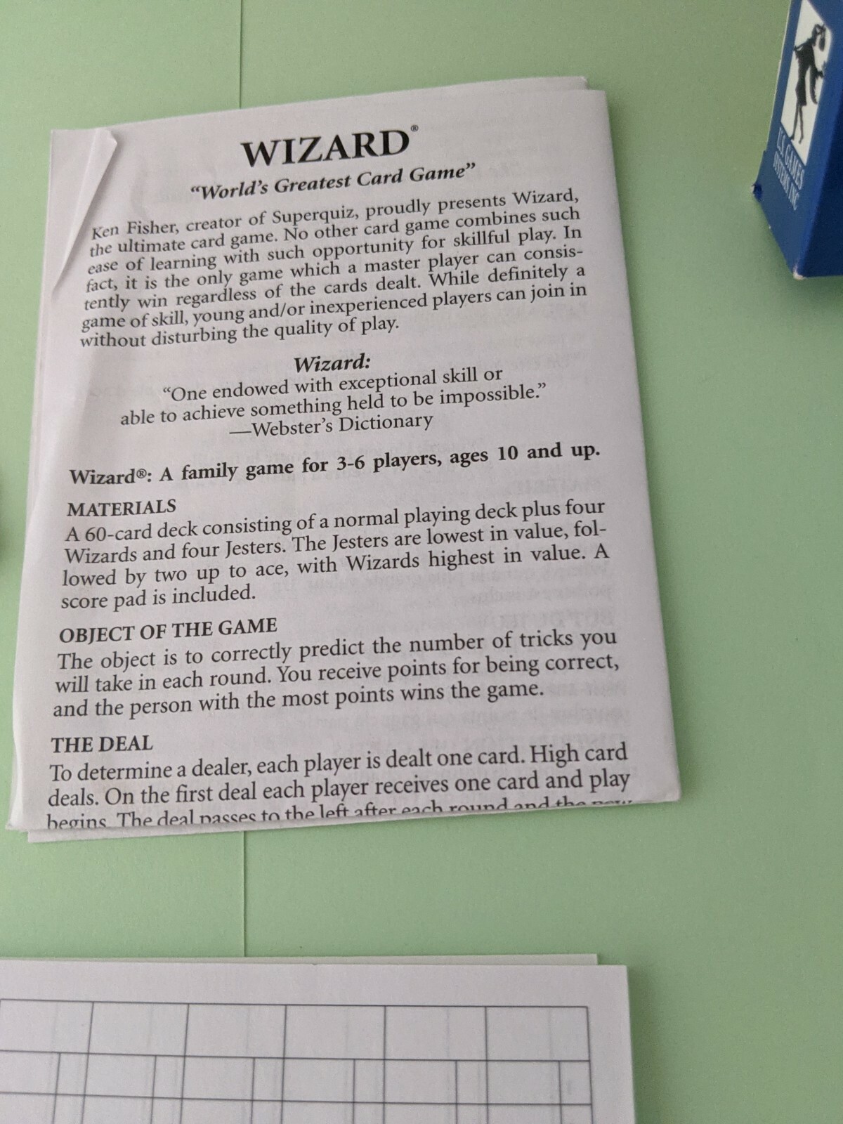 – The Original Wizard® Card Game by U.S. Games System