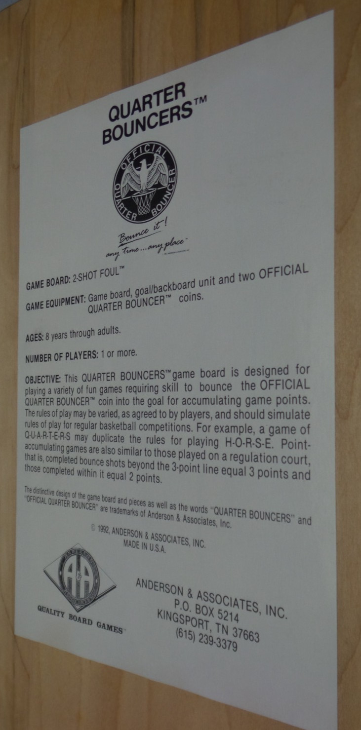 2-Shot Foul Quarter Bouncers coin game Basketball half-court MANCAVE-USED (READ)