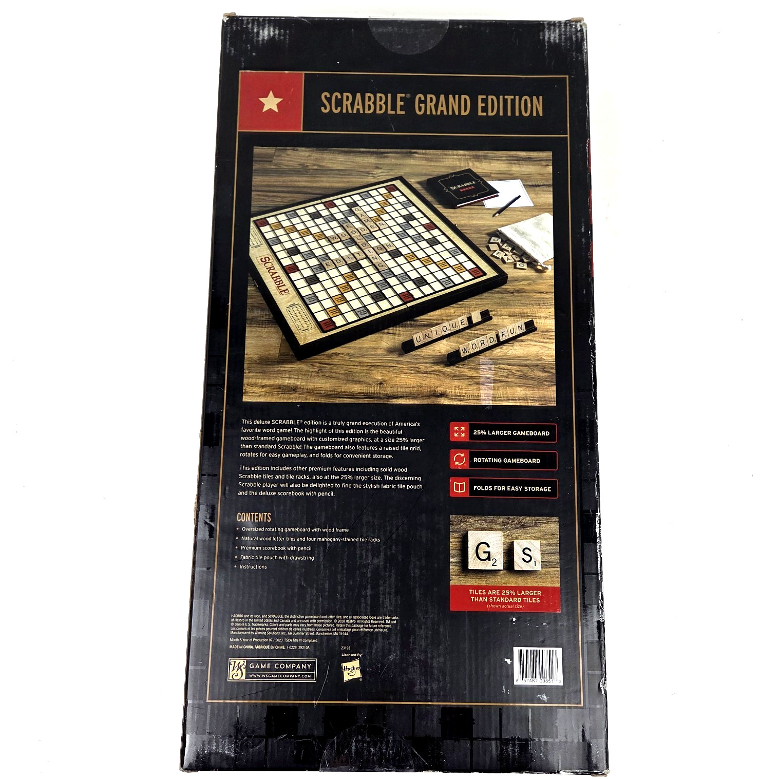 Scrabble Grand Edition Crossword Game WS Company Wood Board Case New Sealed