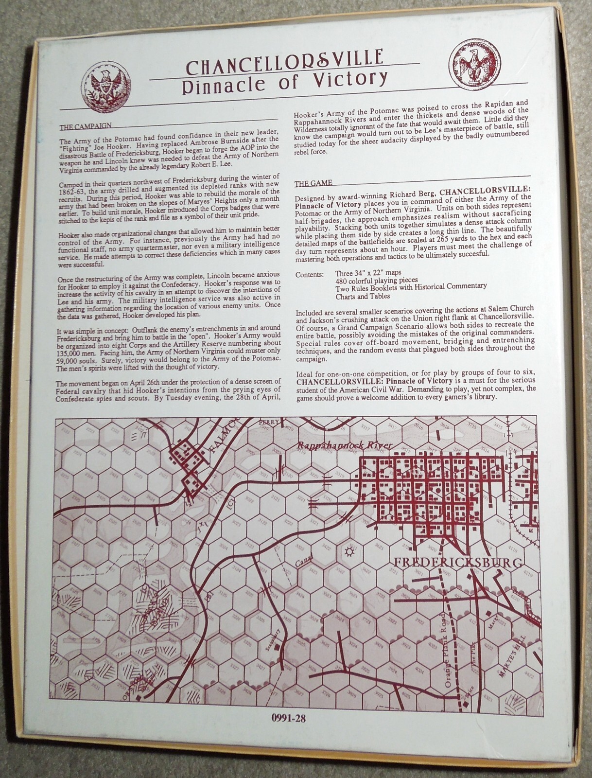 1992 Clash of Arms Games Chancellorsville: Pinnacle of Victory, ACW Game Unpunch